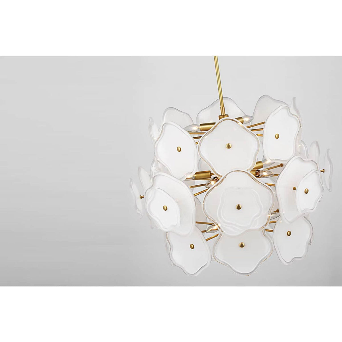 kate spade new york Leighton Large Barrel Chandelier in Soft Brass with Cream Tinted Glass W30.5"