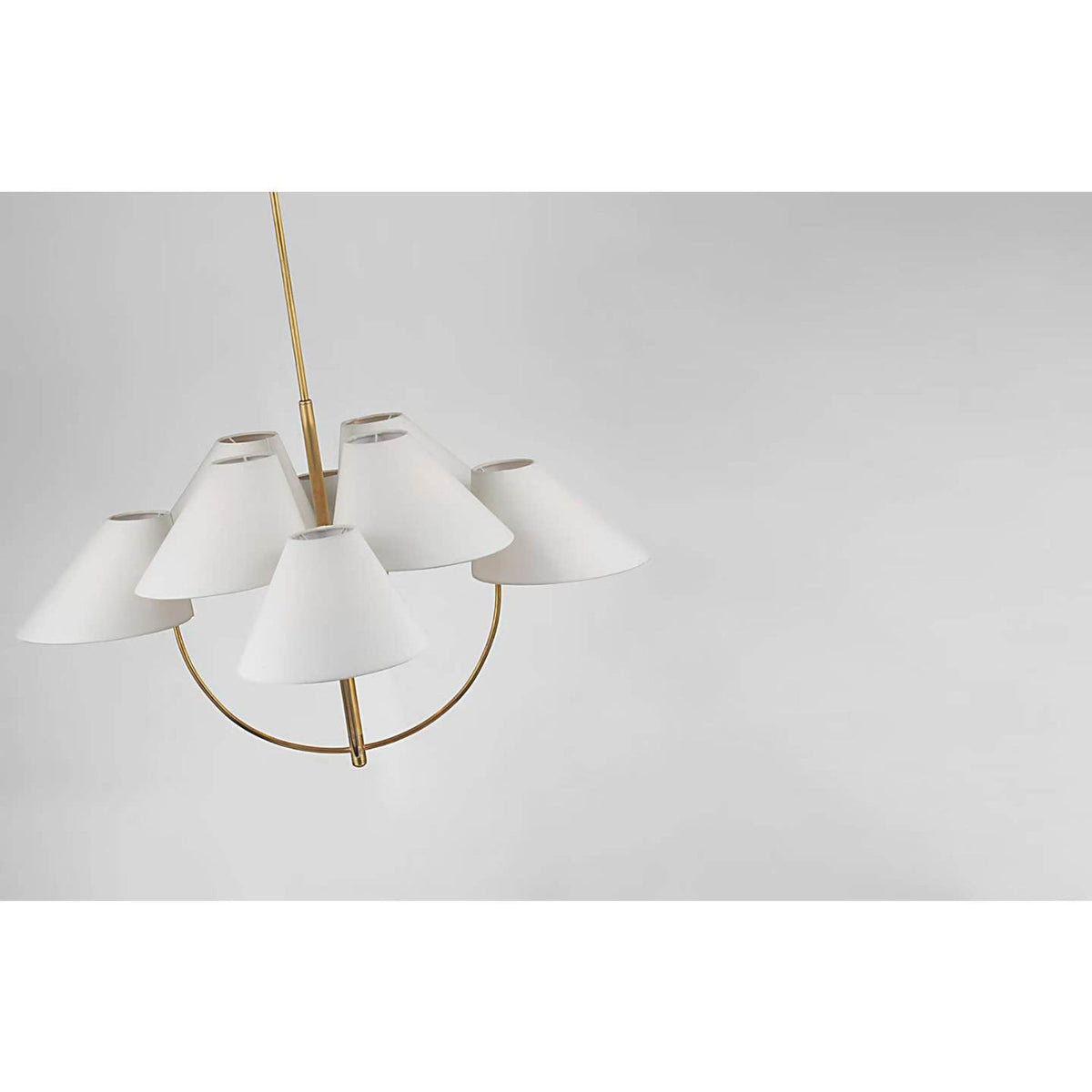 kate spade new york Kinsley Large Two-Tier Chandelier in Soft Brass with Linen Shades W43.25"
