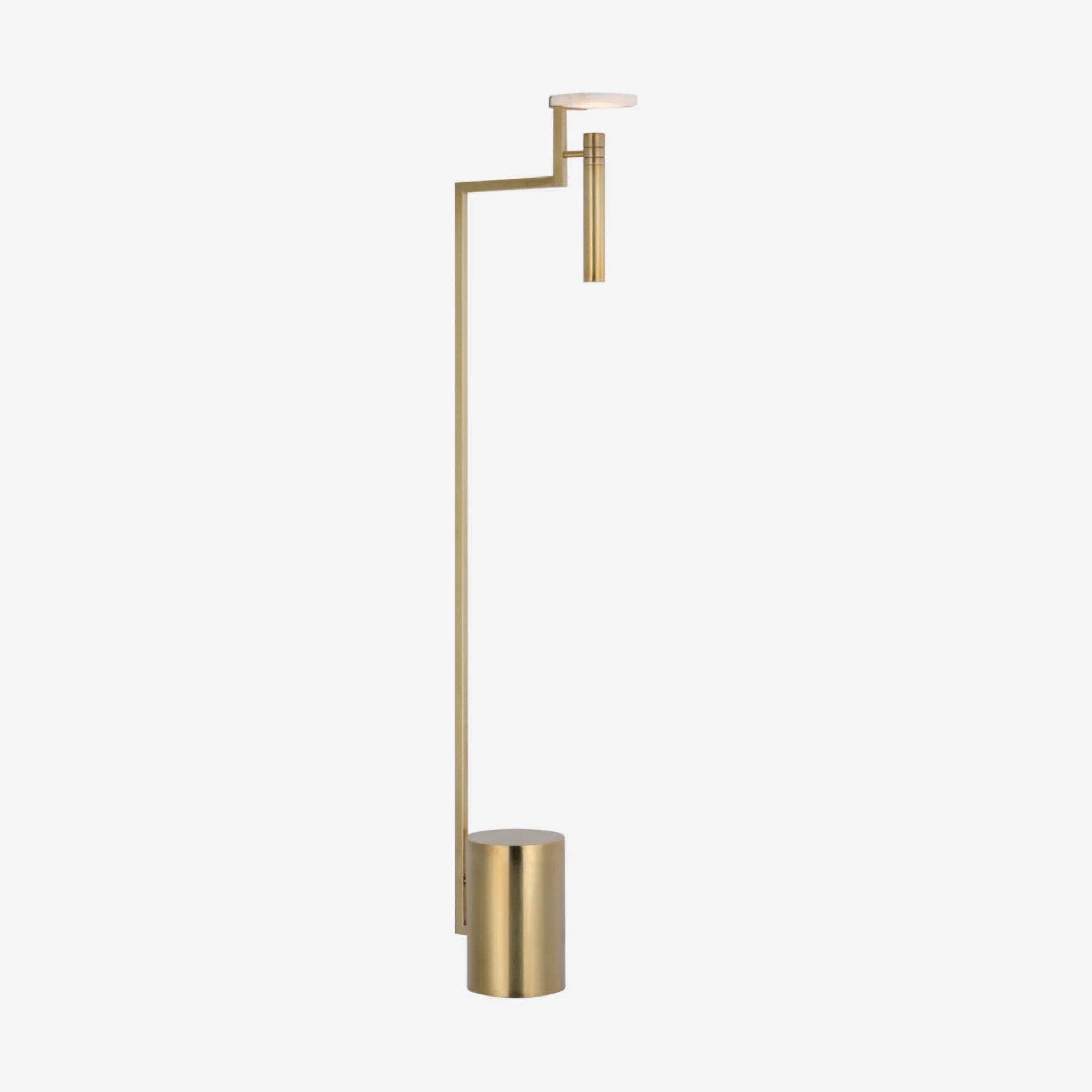 Kelly Wearstler Melange 52" Floating Disc Floor Lamp in Antique-Burnished Brass with Alabaster W6" x H52"