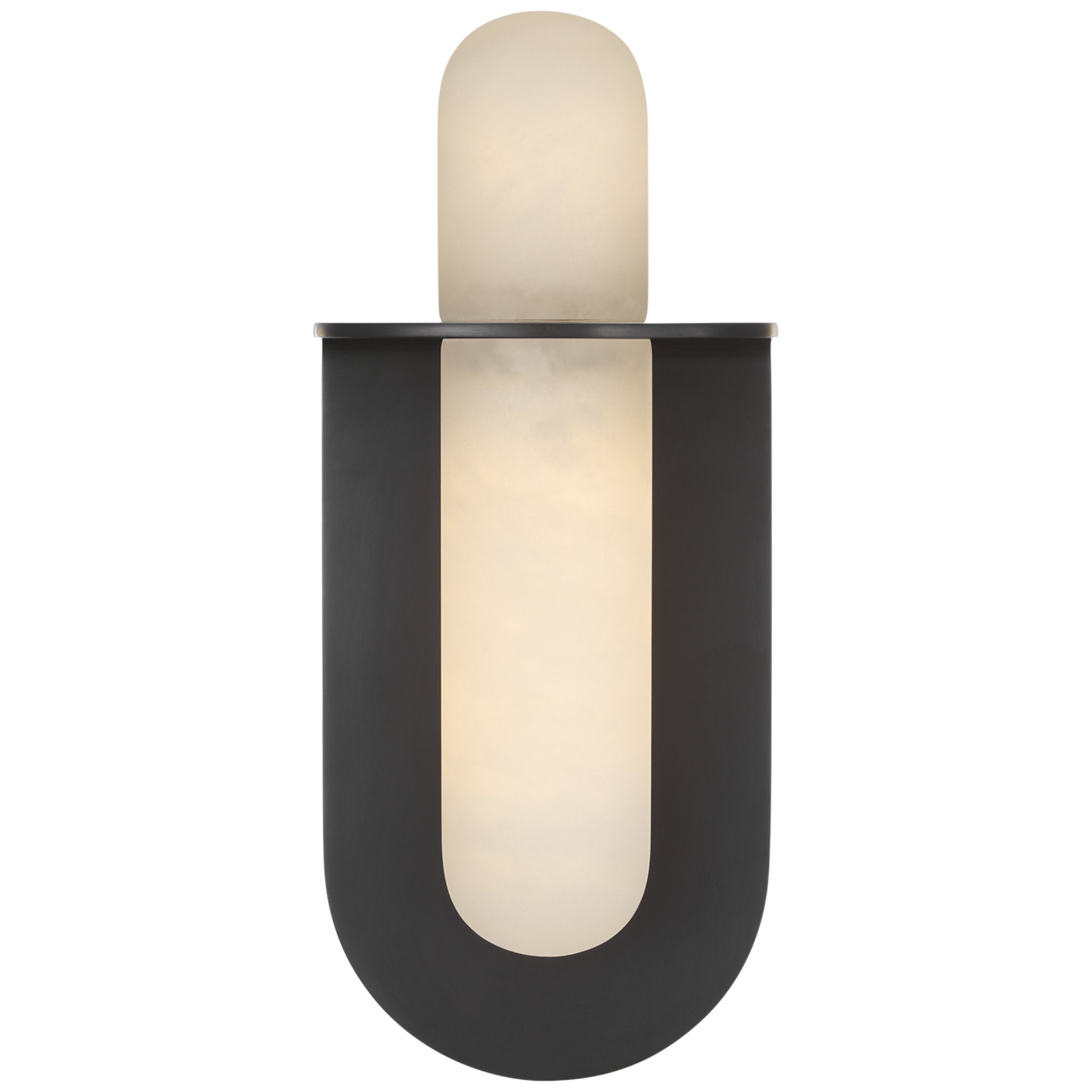 Kelly Wearstler Fosse 11" Invertable Offset Oval Sconce in Bronze with Alabaster Wall Light W4.5" x H10.5"