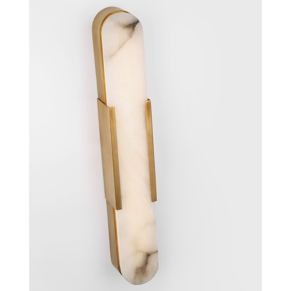 Kelly Wearstler Melange 28" Elongated Sconce in Antique-Burnished Brass with Alabaster W4.25" x H28" x E3.5"