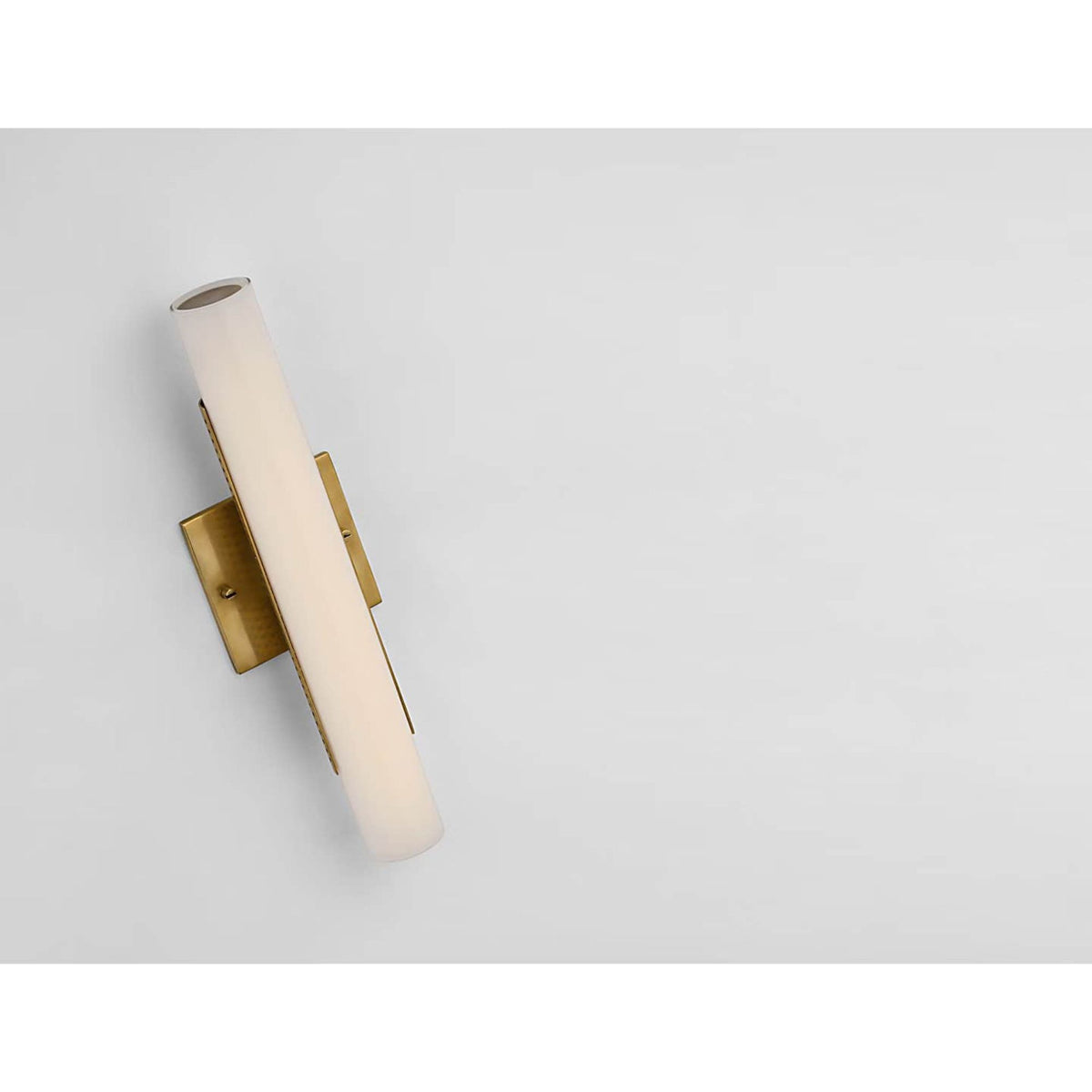 Kelly Wearstler Precision 15" Bath Light in Antique-Burnished Brass with White Glass W4.25" x H15" x E2.75"