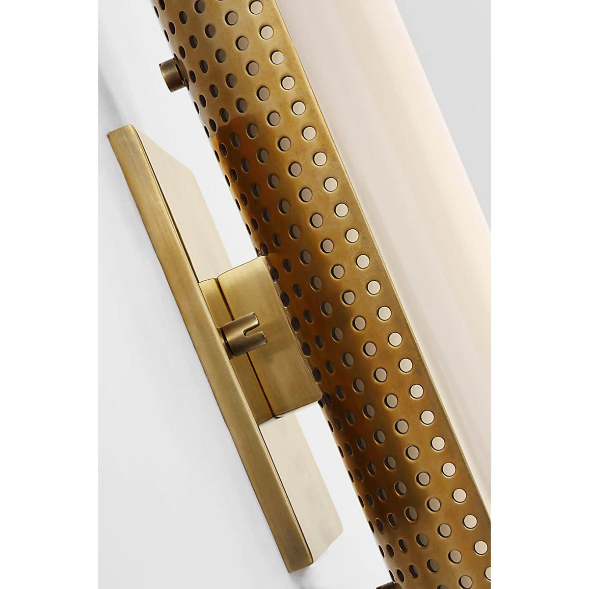 Kelly Wearstler Precision 15" Bath Light in Antique-Burnished Brass with White Glass W4.25" x H15" x E2.75"