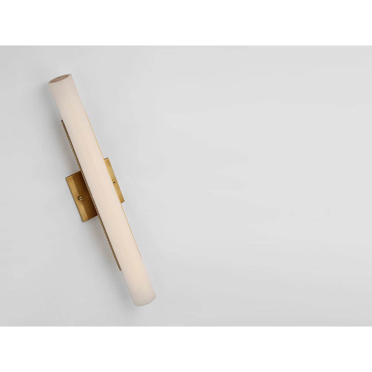 Kelly Wearstler Precision 21" Bath Light in Antique-Burnished Brass with White Glass W4.25" x H21" x E2.75"