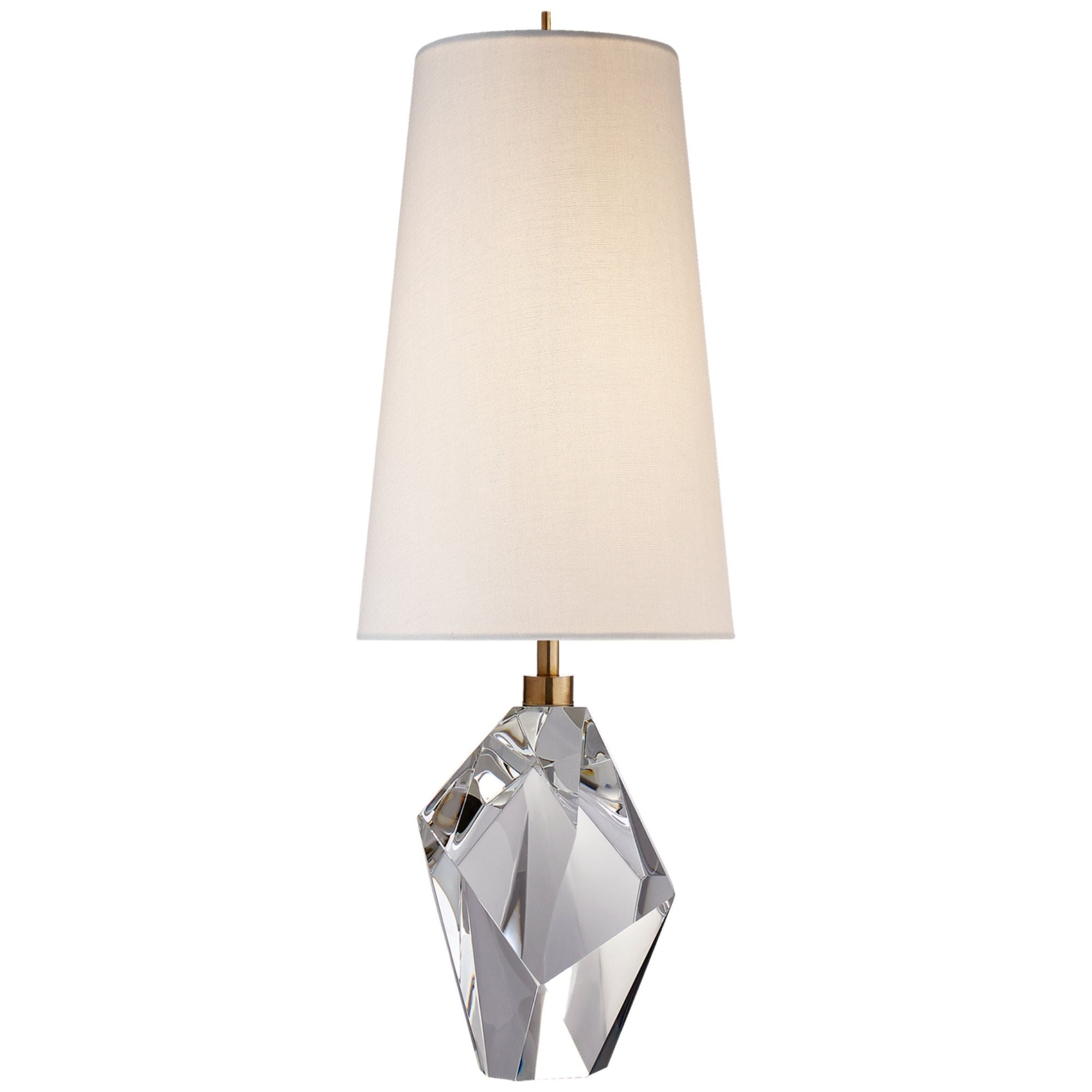 Kelly Wearstler Halcyon Accent Cordless Table Lamp in Crystal with Linen Shade W8" x H24.75"