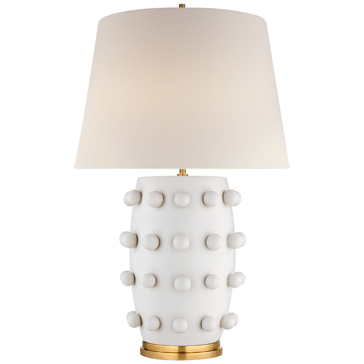 Kelly Wearstler Linden Medium Cordless Table Lamp in Plaster White with Linen Shade W17" x H26.25"