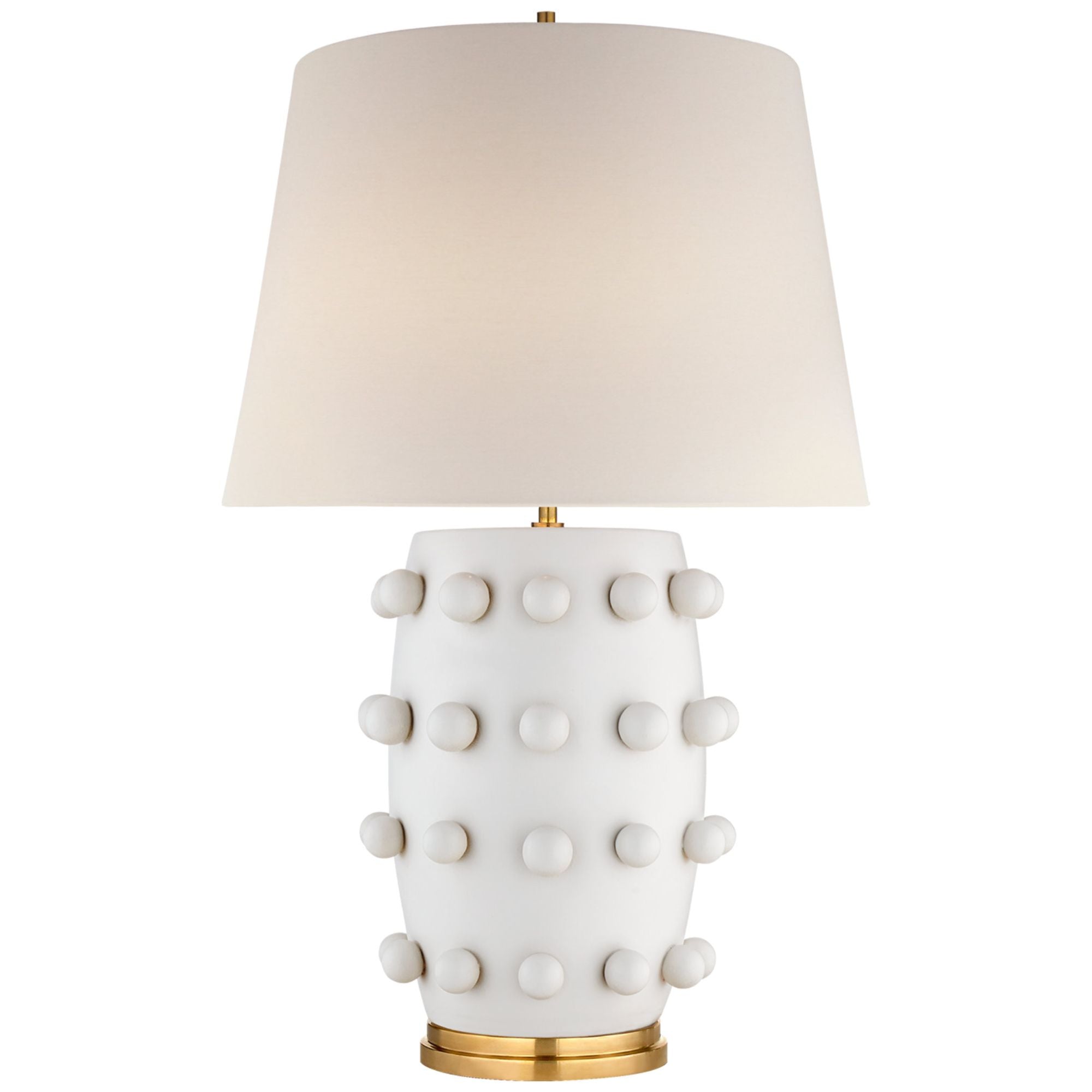 Kelly Wearstler Linden Medium Cordless Table Lamp in Plaster White with Linen Shade W17" x H26.25"