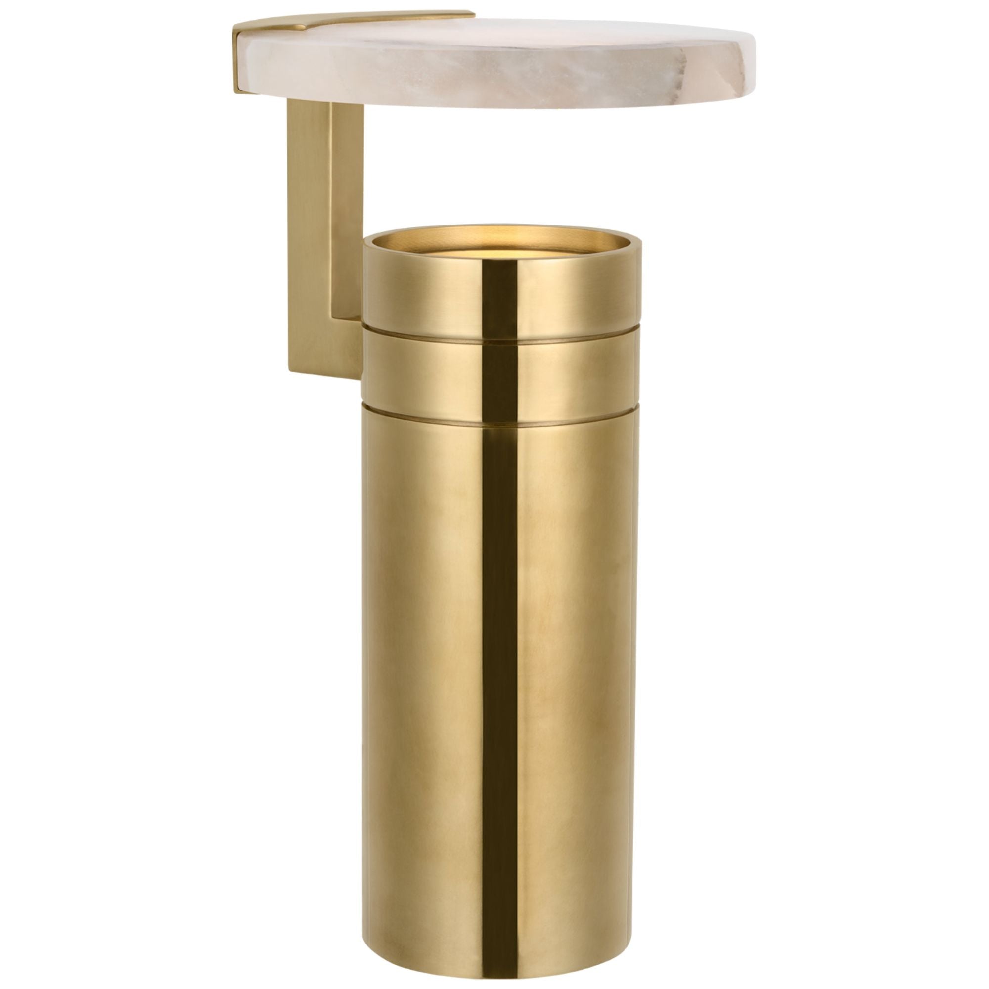 Kelly Wearstler Melange 9" Rechargeable Floating Disc Accent Lamp in Antique-Burnished Brass with Alabaster Table Lamp W5" x H9.25"
