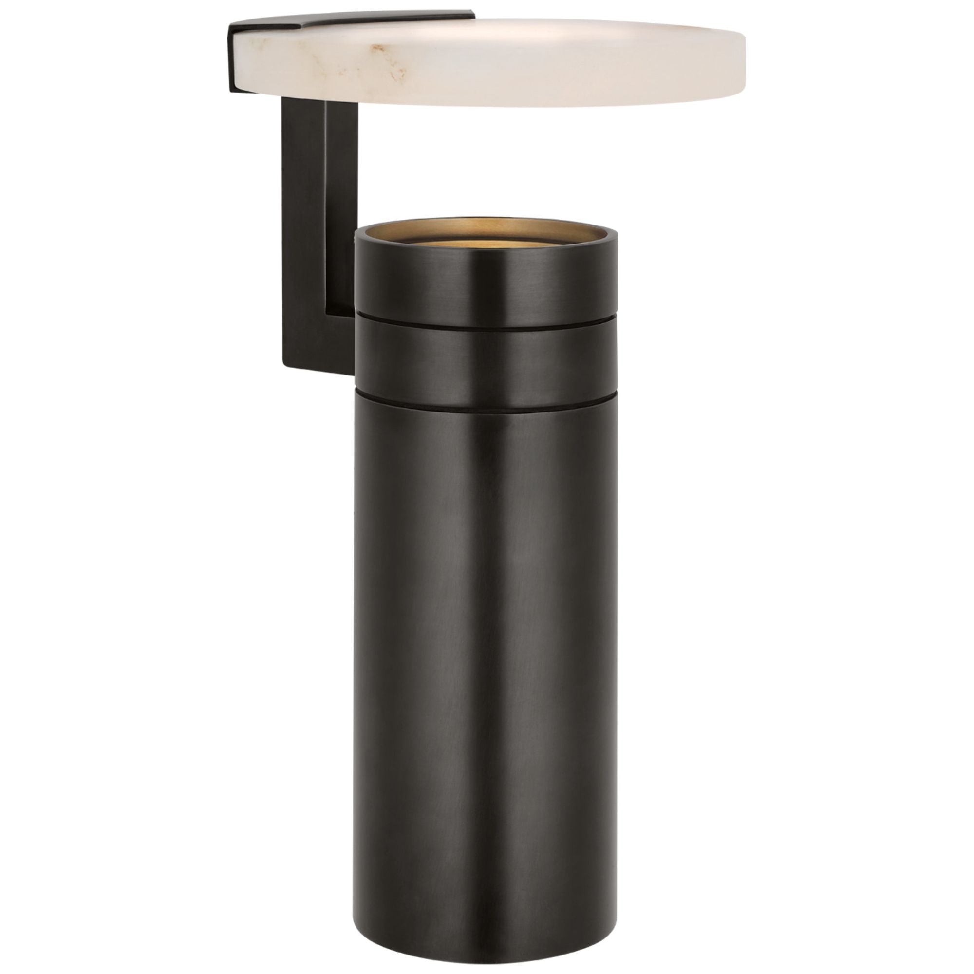 Kelly Wearstler Melange 9" Rechargeable Floating Disc Accent Lamp in Bronze with Alabaster Table Lamp W5" x H9.25"