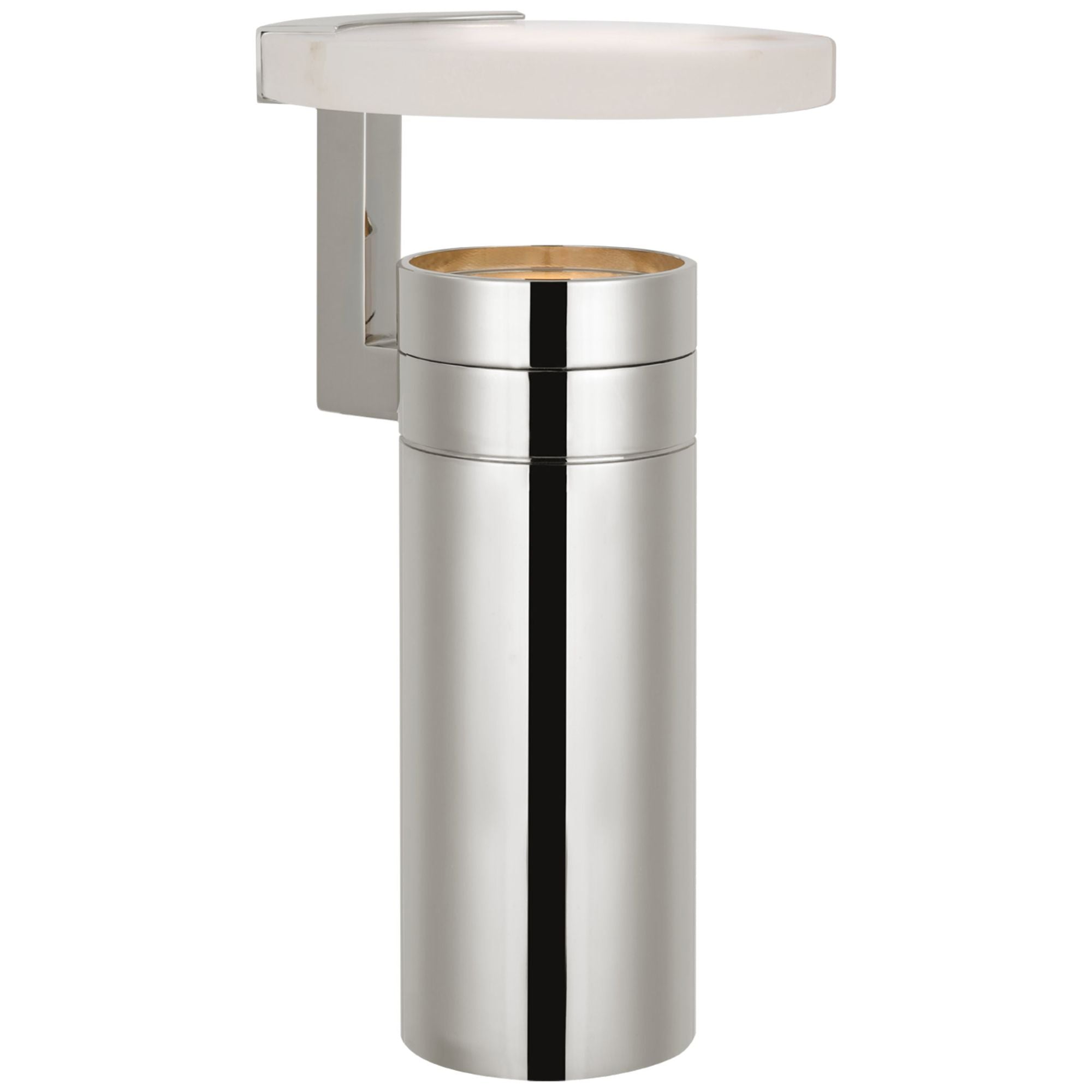 Kelly Wearstler Melange 9" Rechargeable Floating Disc Accent Lamp in Polished Nickel with Alabaster Table Lamp W5" x H9.25"