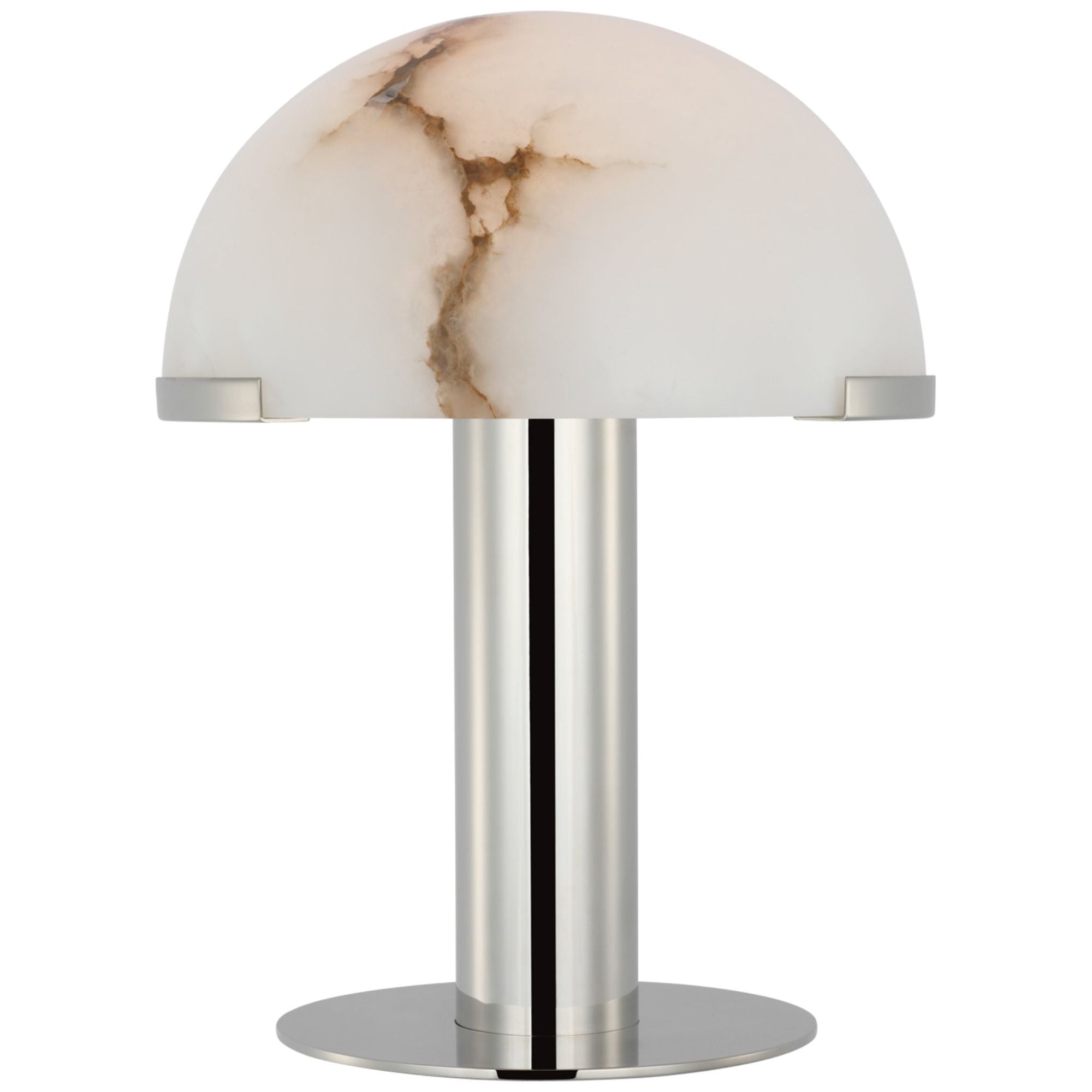 Kelly Wearstler Melange 12" Rechargeable Table Lamp in Polished Nickel with Alabaster Shade W9.25" x H12"