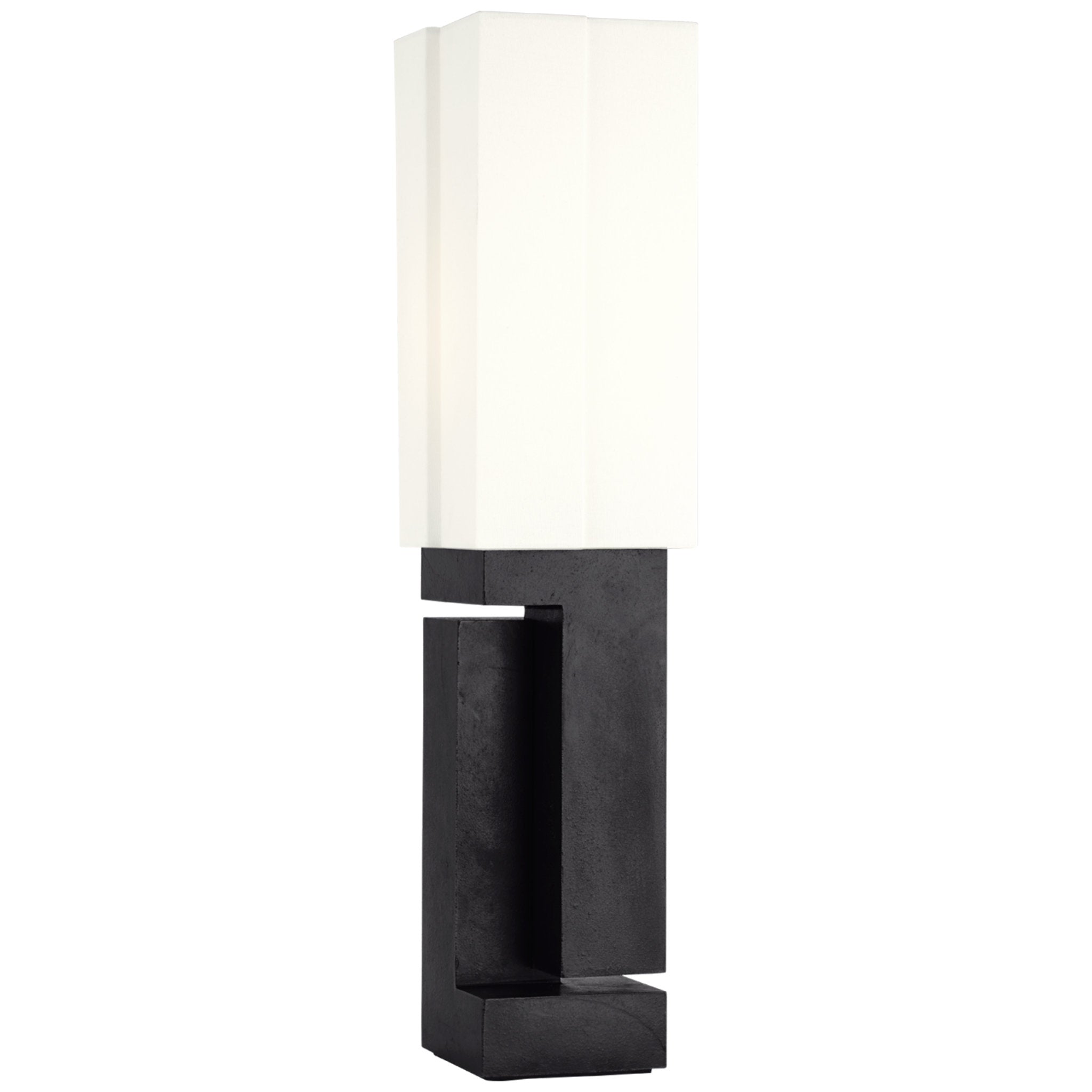 Kelly Wearstler Nucleo 27" Table Lamp  in Museum Black with Linen Shade W6.5" x H27.25"