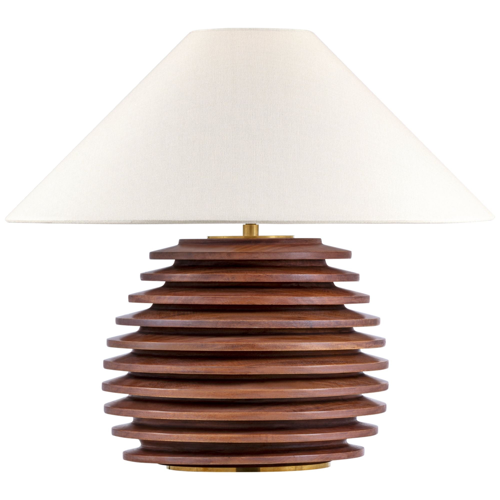 Kelly Wearstler Crenelle 20" Stacked Table Lamp in Burnished Birch with Linen Shade W22" x H19.75"