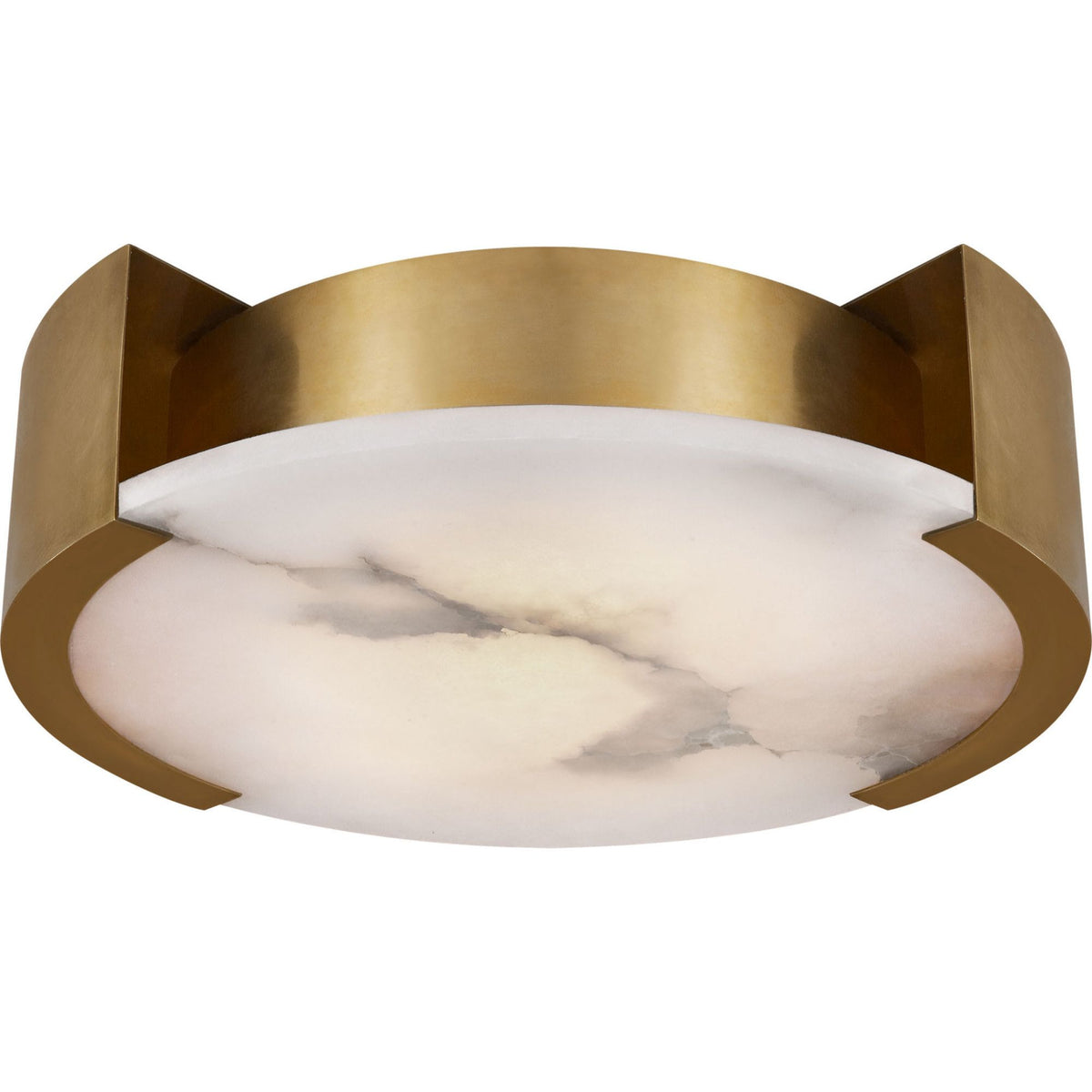 Kelly Wearstler Melange Large Flush Mount in Antique-Burnished Brass with Alabaster W17" x H5"