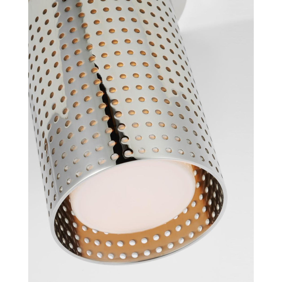 Kelly Wearstler Precision Short Monopoint Flush Mount in Polished Nickel with White Glass W3.5" x H6.25"