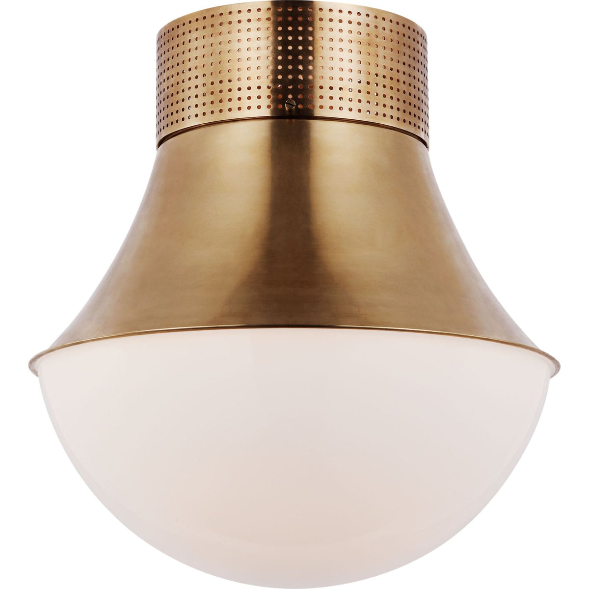 Kelly Wearstler Precision 17" Flush Mount in Antique-Burnished Brass with White Glass W17" x H17.75"