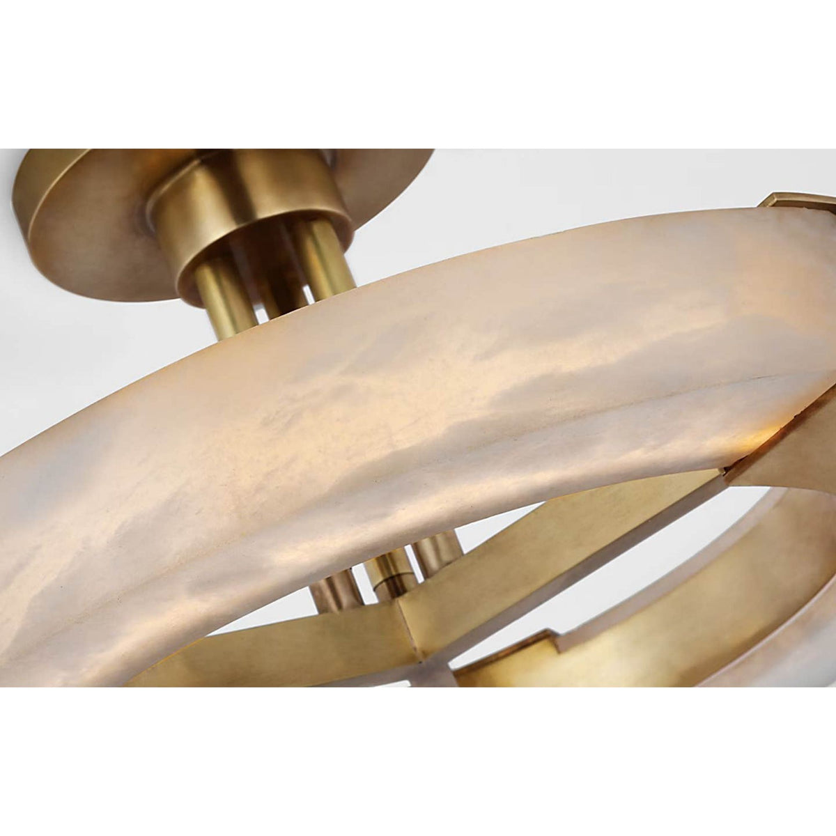 Kelly Wearstler Covet Medium Ring Semi-Flush Mount in Antique-Burnished Brass and Alabaster W13.75" x H7.5"