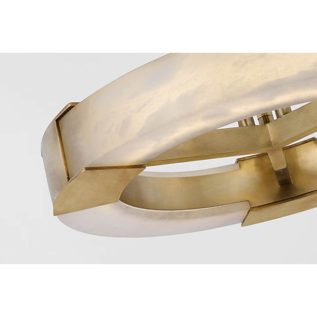 Kelly Wearstler Covet Medium Ring Semi-Flush Mount in Antique-Burnished Brass and Alabaster W13.75" x H7.5"