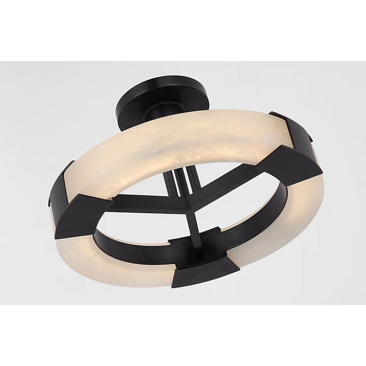 Kelly Wearstler Covet Medium Ring Semi-Flush Mount in Bronze and Alabaster W13.75" x H7.5"