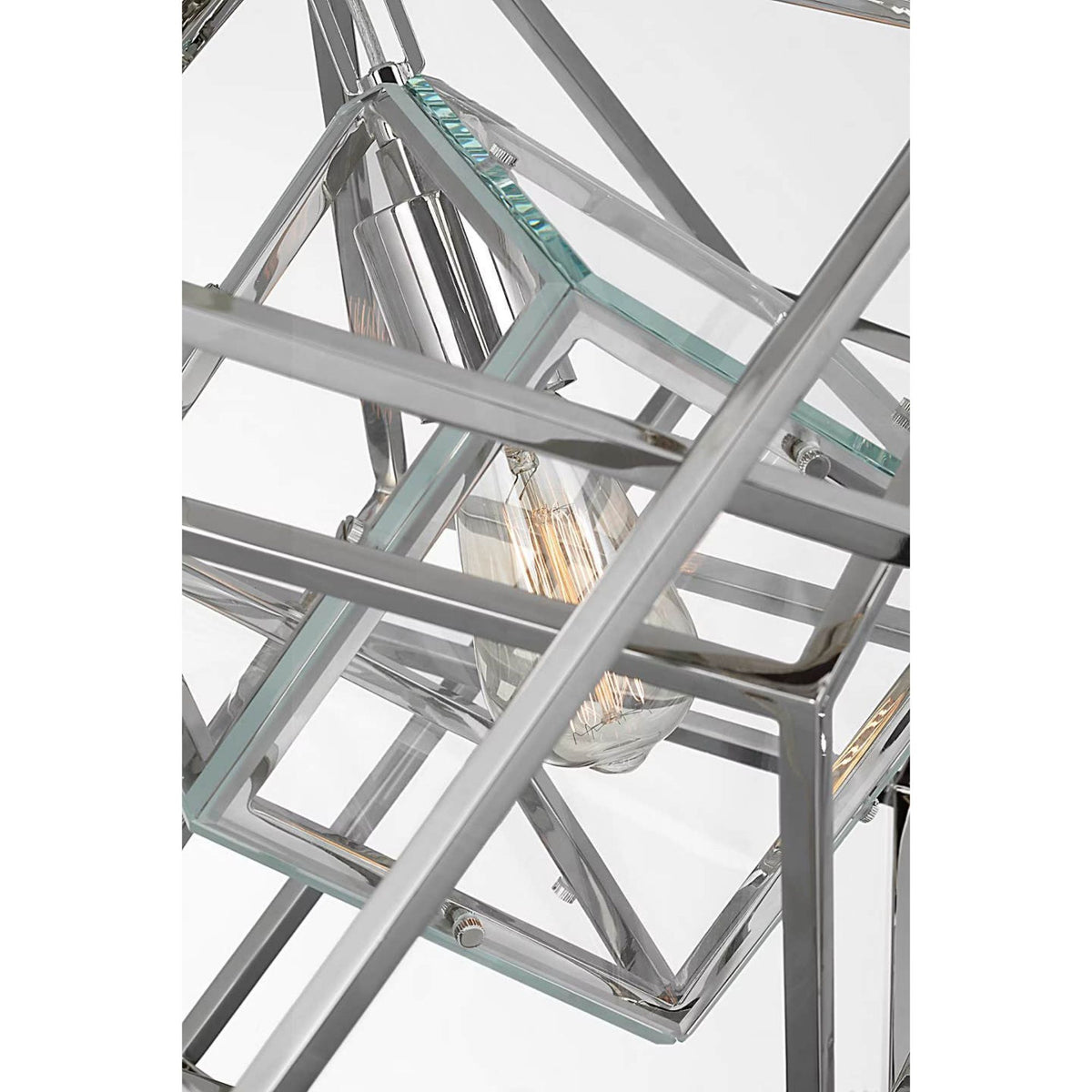 Kelly Wearstler Cubist Small Chandelier in Polished Nickel with Clear Glass W22.5" x H25.75"