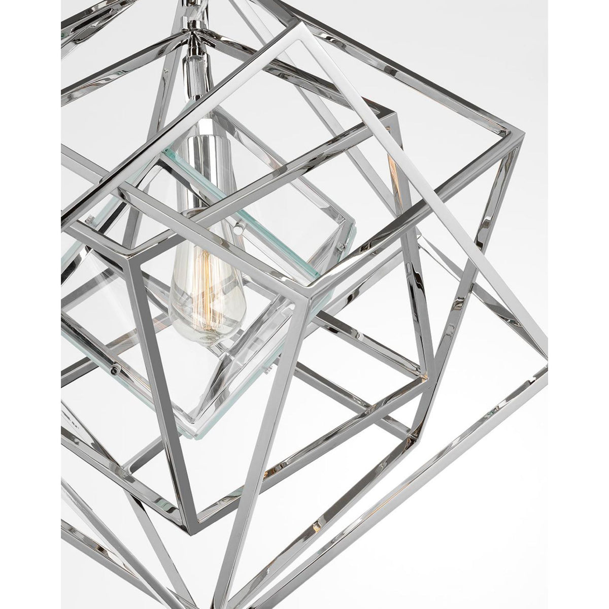 Kelly Wearstler Cubist Small Chandelier in Polished Nickel with Clear Glass W22.5" x H25.75"