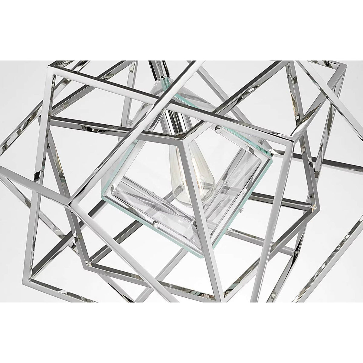 Kelly Wearstler Cubist Small Chandelier in Polished Nickel with Clear Glass W22.5" x H25.75"