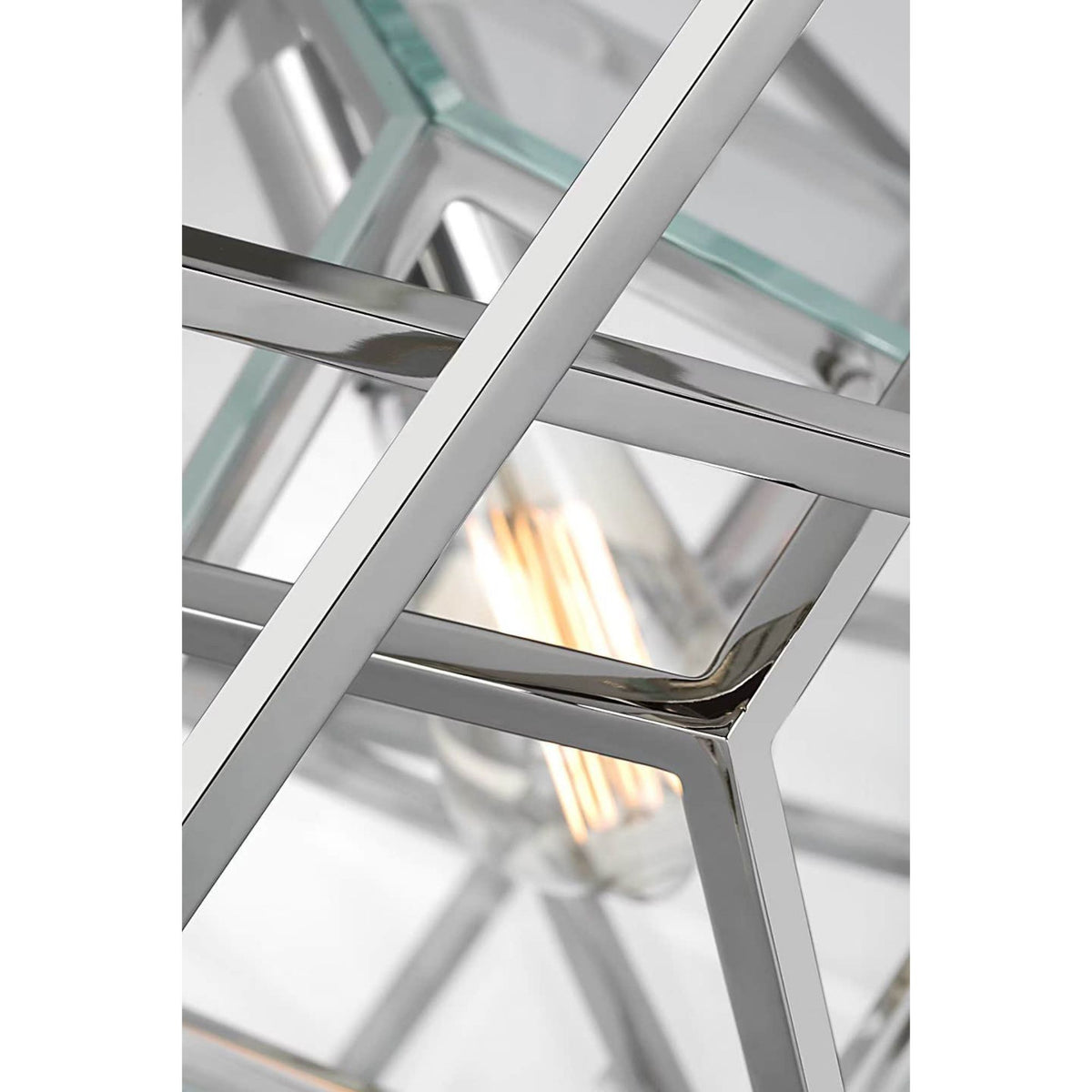 Kelly Wearstler Cubist Small Chandelier in Polished Nickel with Clear Glass W22.5" x H25.75"