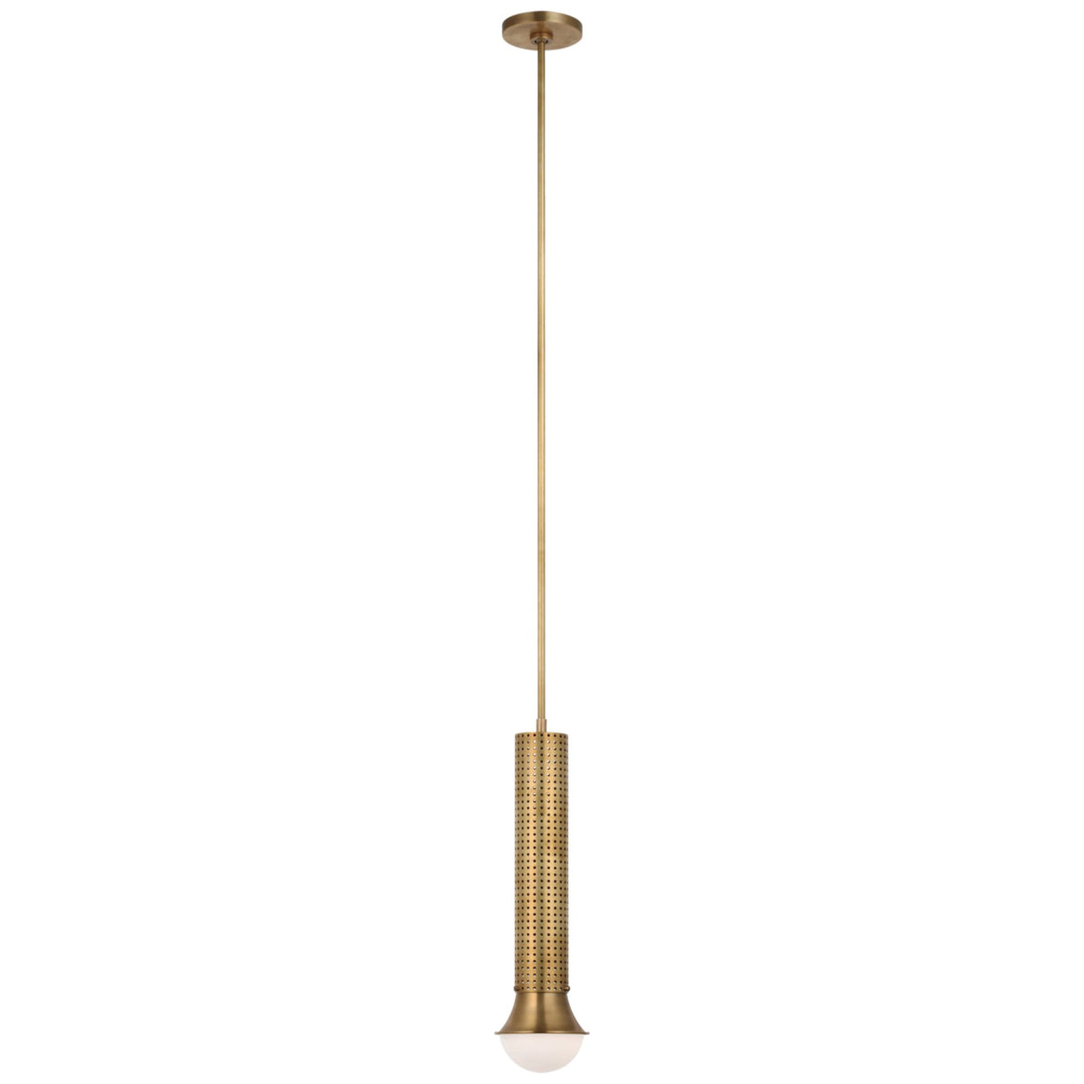 Kelly Wearstler Precision Petite Elongated Pendant in Antique-Burnished Brass with White Glass W4.5"