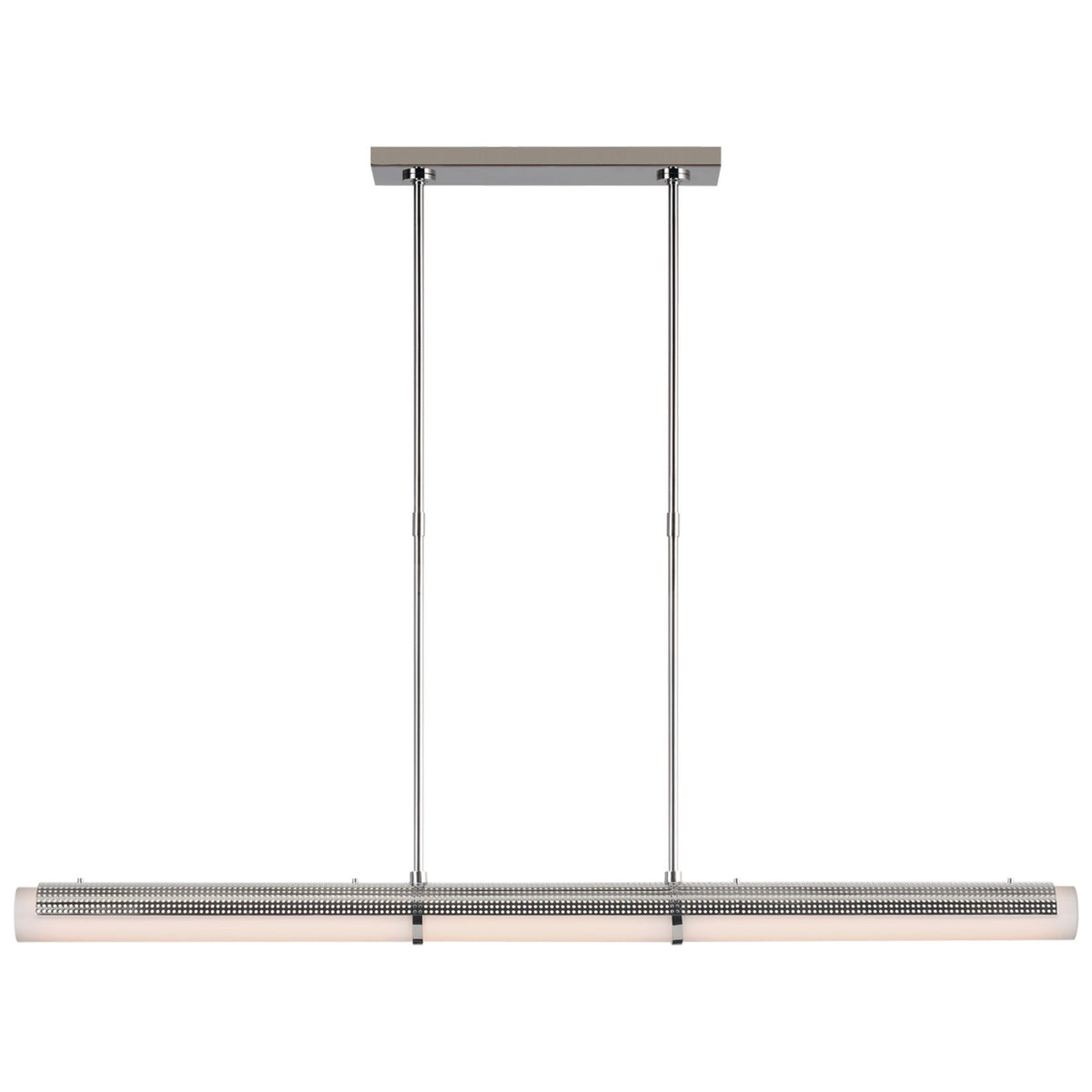 Kelly Wearstler Precision Large Linear Chandelier in Polished Nickel with White Glass W3.25" x 50"