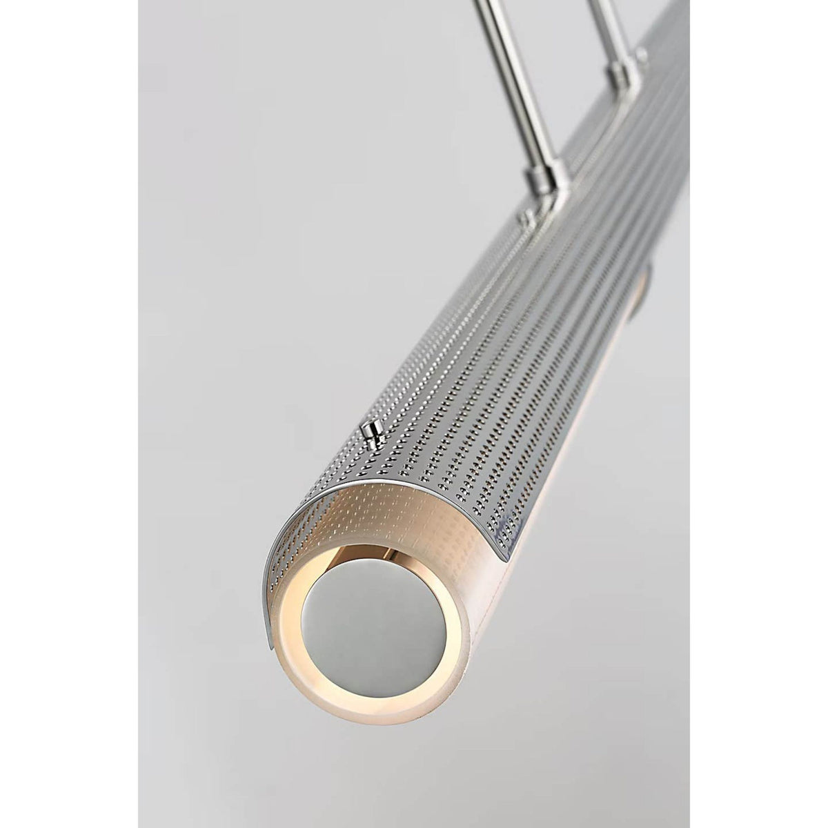 Kelly Wearstler Precision Large Linear Chandelier in Polished Nickel with White Glass W3.25" x 50"