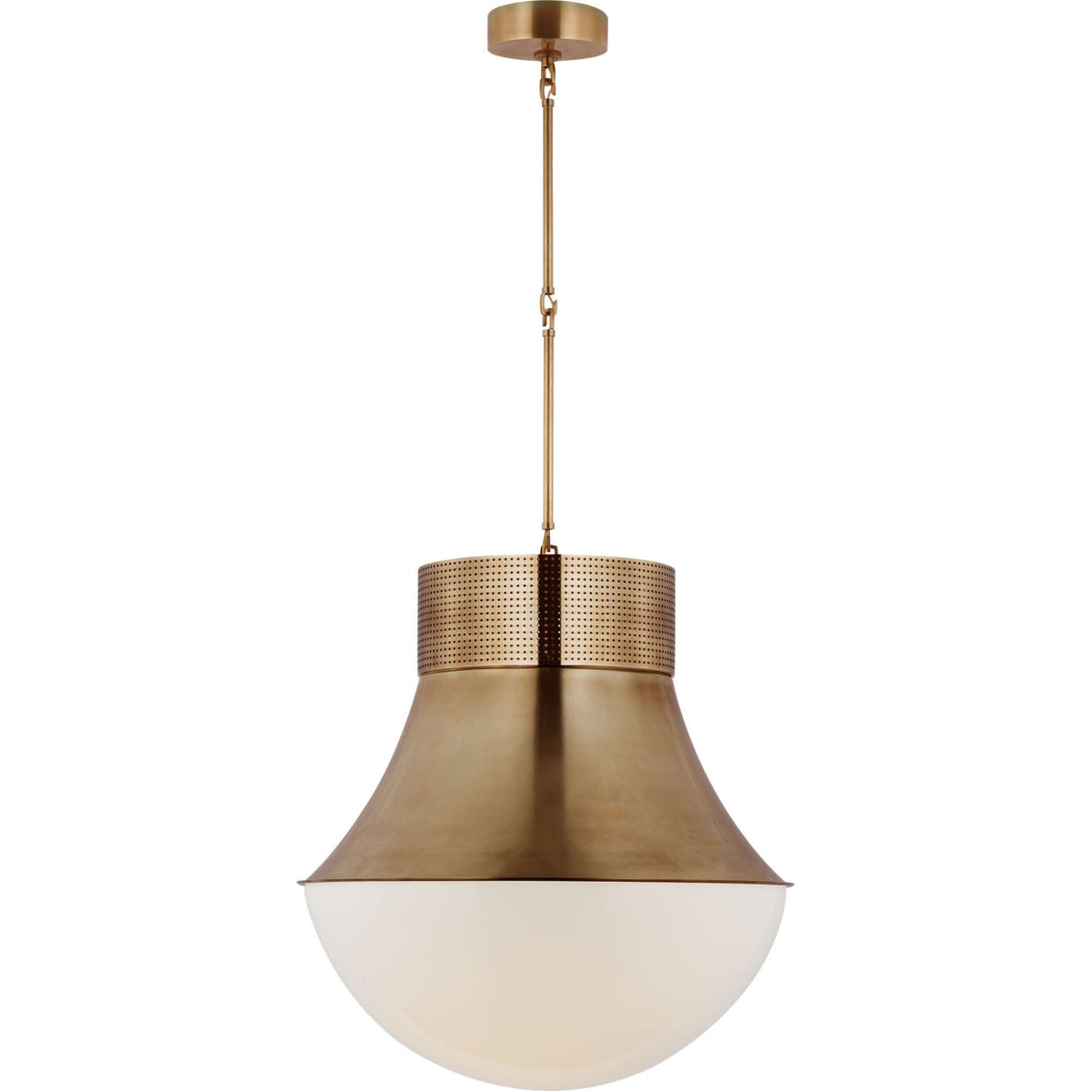 Kelly Wearstler Precision 24" Pendant in Antique-Burnished Brass with White Glass W24"