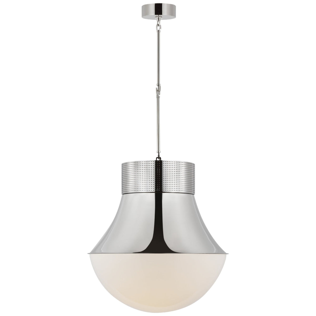 Kelly Wearstler Precision 24" Pendant in Polished Nickel with White Glass W24"
