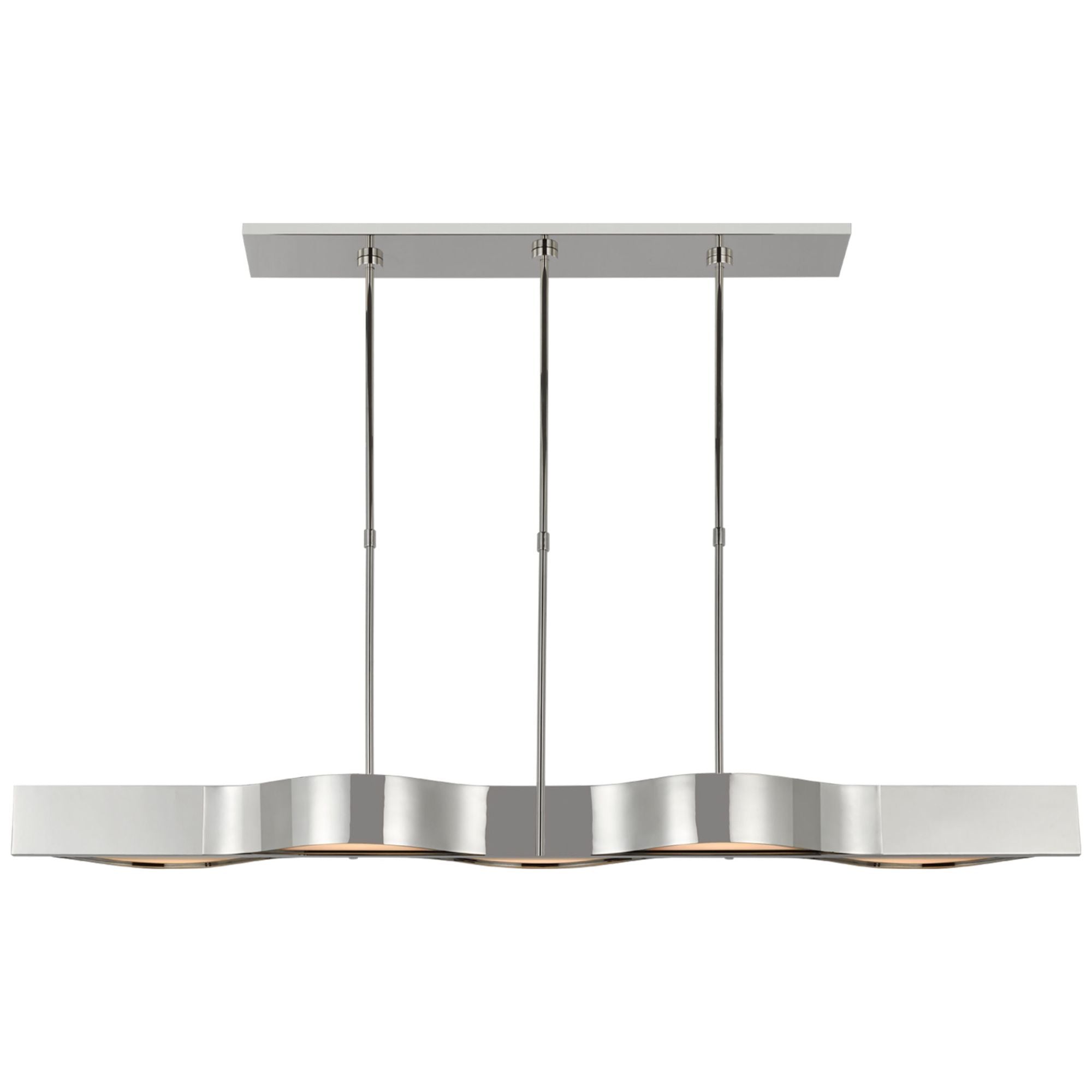 Kelly Wearstler Avant 60" Linear Pendant  in Polished Nickel with Frosted Glass Ceiling Light W60"