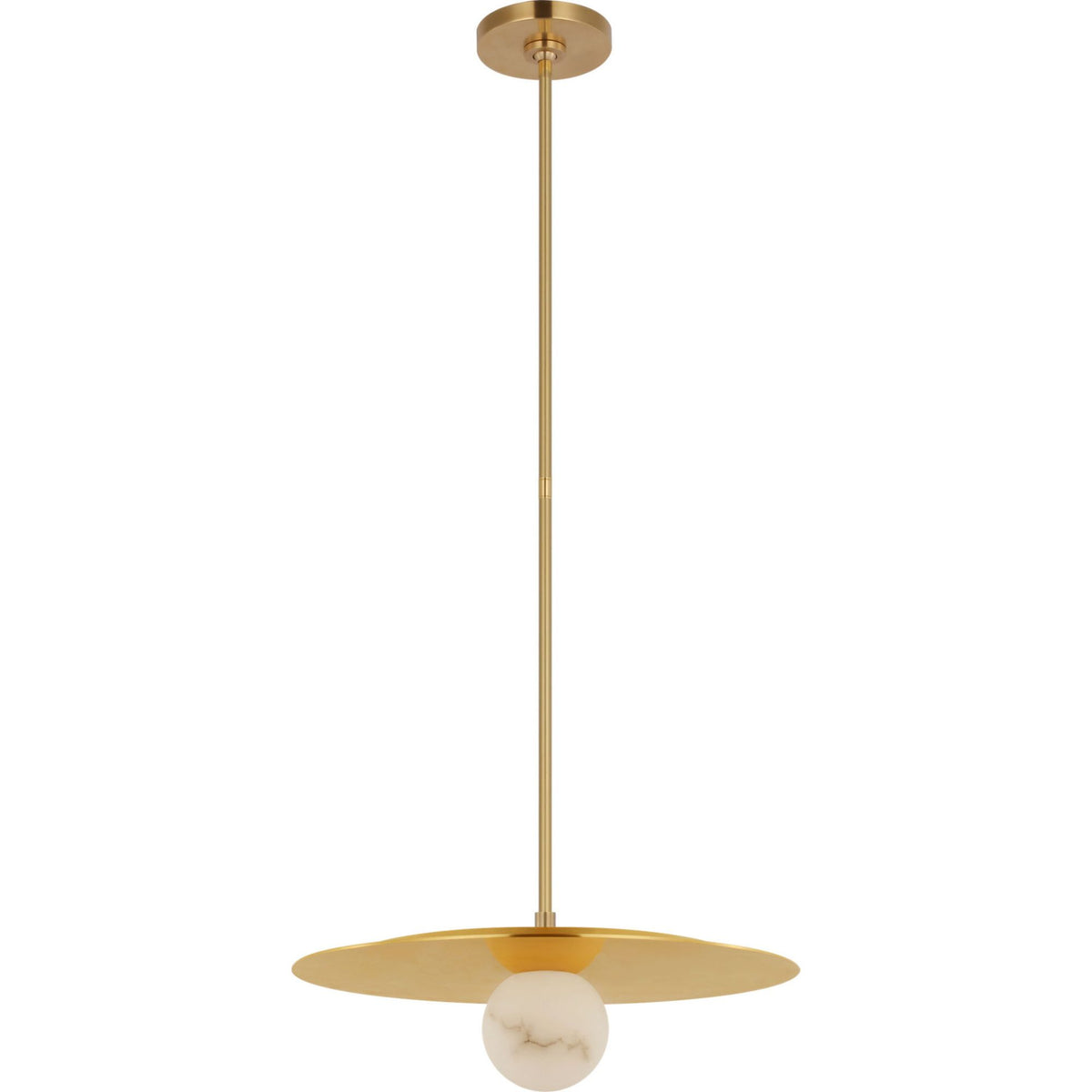 Kelly Wearstler Pertica 18" Disc Pendant in Mirrored Antique Brass with Alabaster W18"