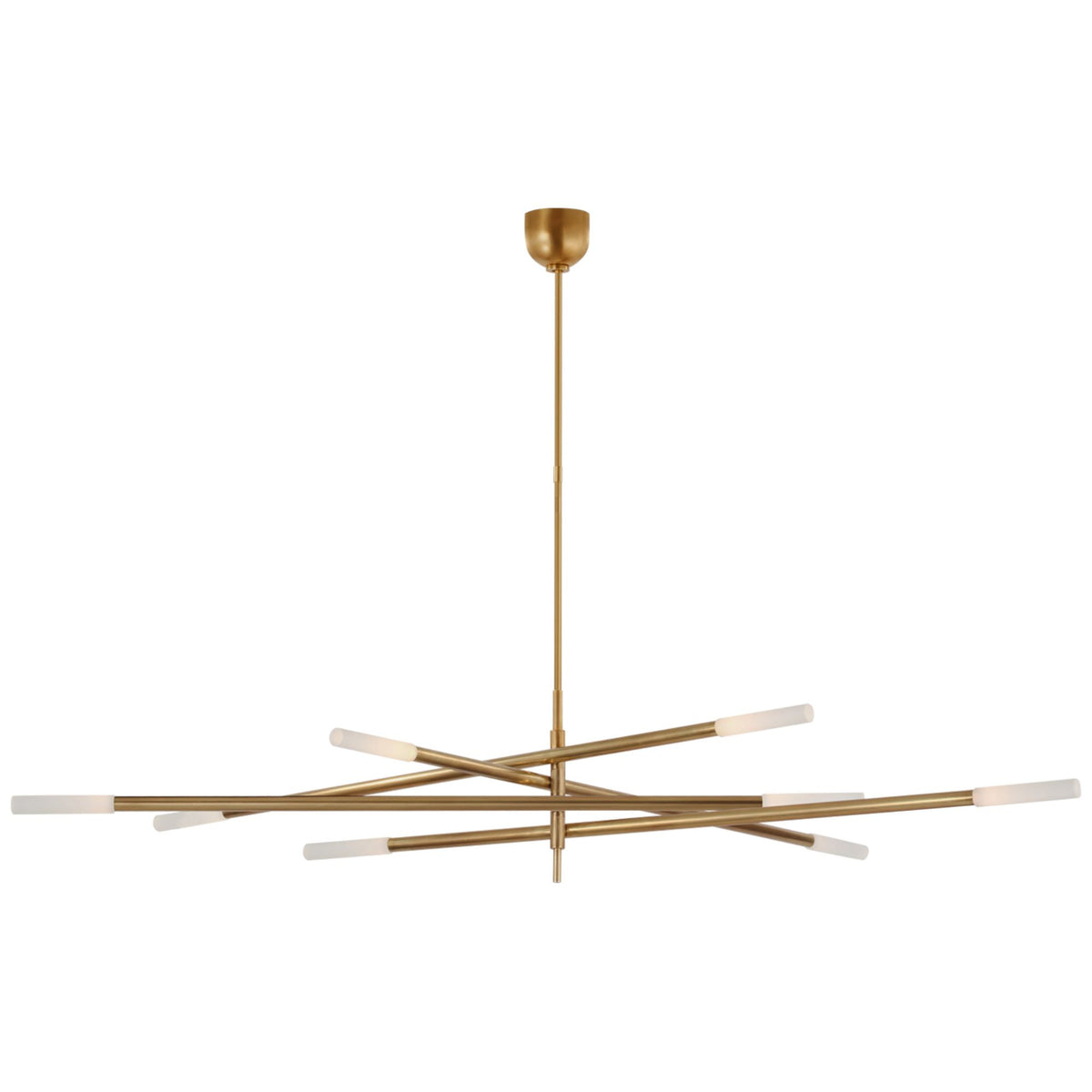 Kelly Wearstler Rousseau Oversized Eight Light Articulating Chandelier in Antique-Burnished Brass with Etched Crystal W3" - 80"