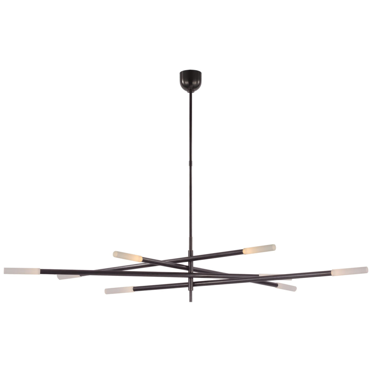 Kelly Wearstler Rousseau Oversized Eight Light Articulating Chandelier in Bronze with Etched Crystal W3" - 80"