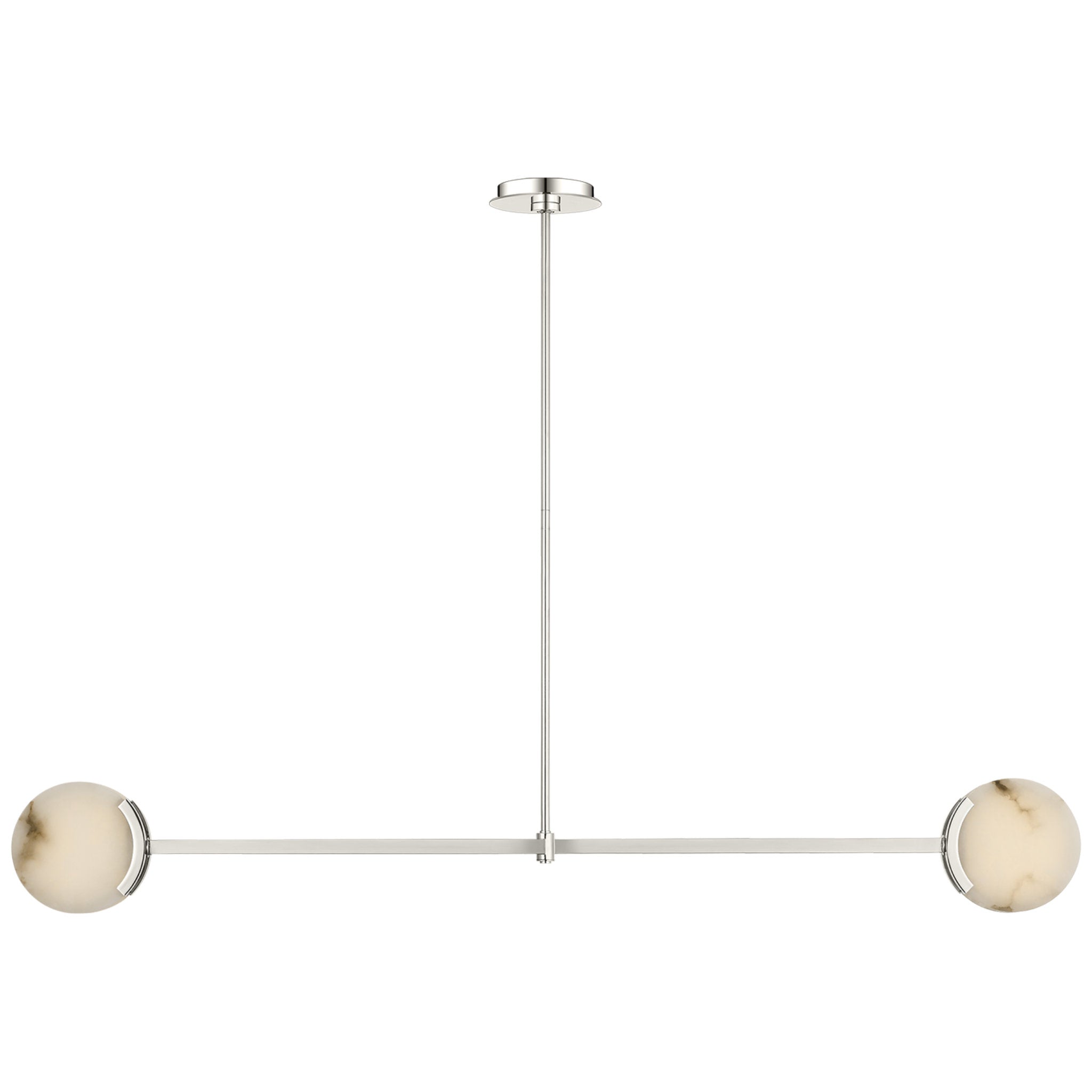 Kelly Wearstler Melange 54" Linear Pendant in Polished Nickel with Alabaster Ceiling Light W54"