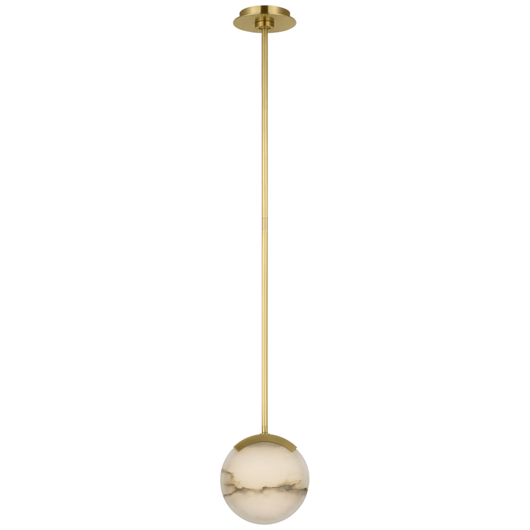 Kelly Wearstler Melange 7" Pendant in Antique-Burnished Brass with Alabaster Ceiling Light W7"