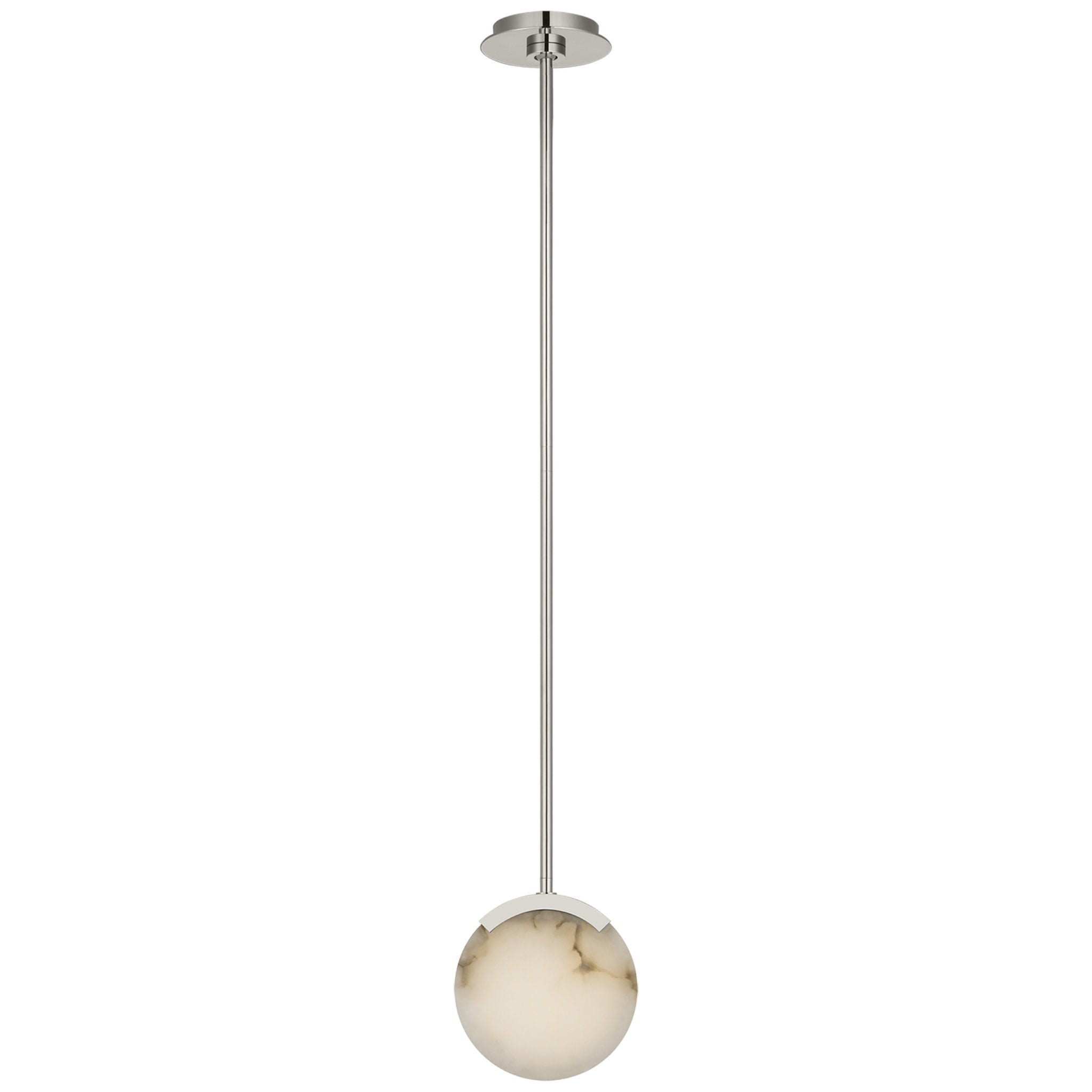 Kelly Wearstler Melange 7" Pendant in Polished Nickel with Alabaster Ceiling Light W7"
