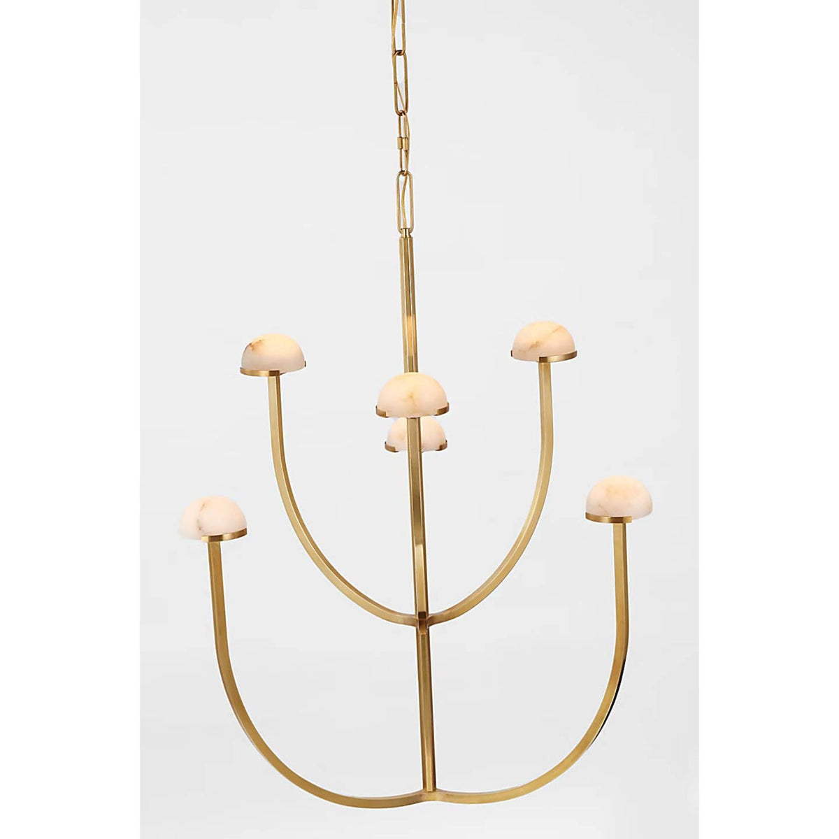 Kelly Wearstler Pedra Large Two-Tier Chandelier in Antique-Burnished Brass with Alabaster W28.25" x H40.25"