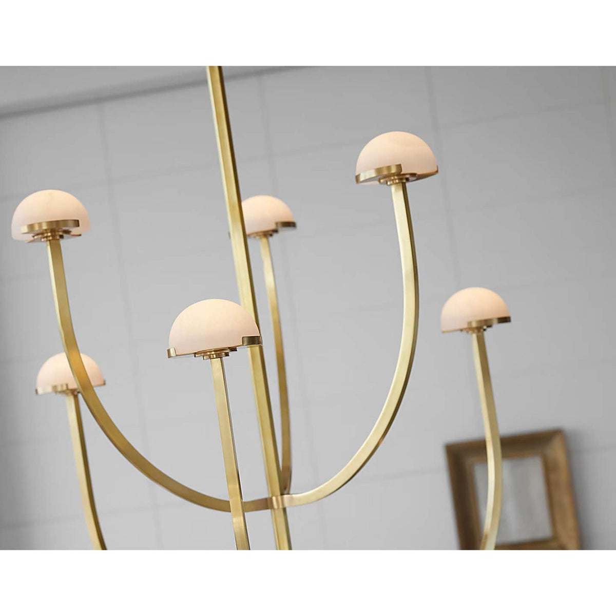 Kelly Wearstler Pedra Large Two-Tier Chandelier in Antique-Burnished Brass with Alabaster W28.25" x H40.25"