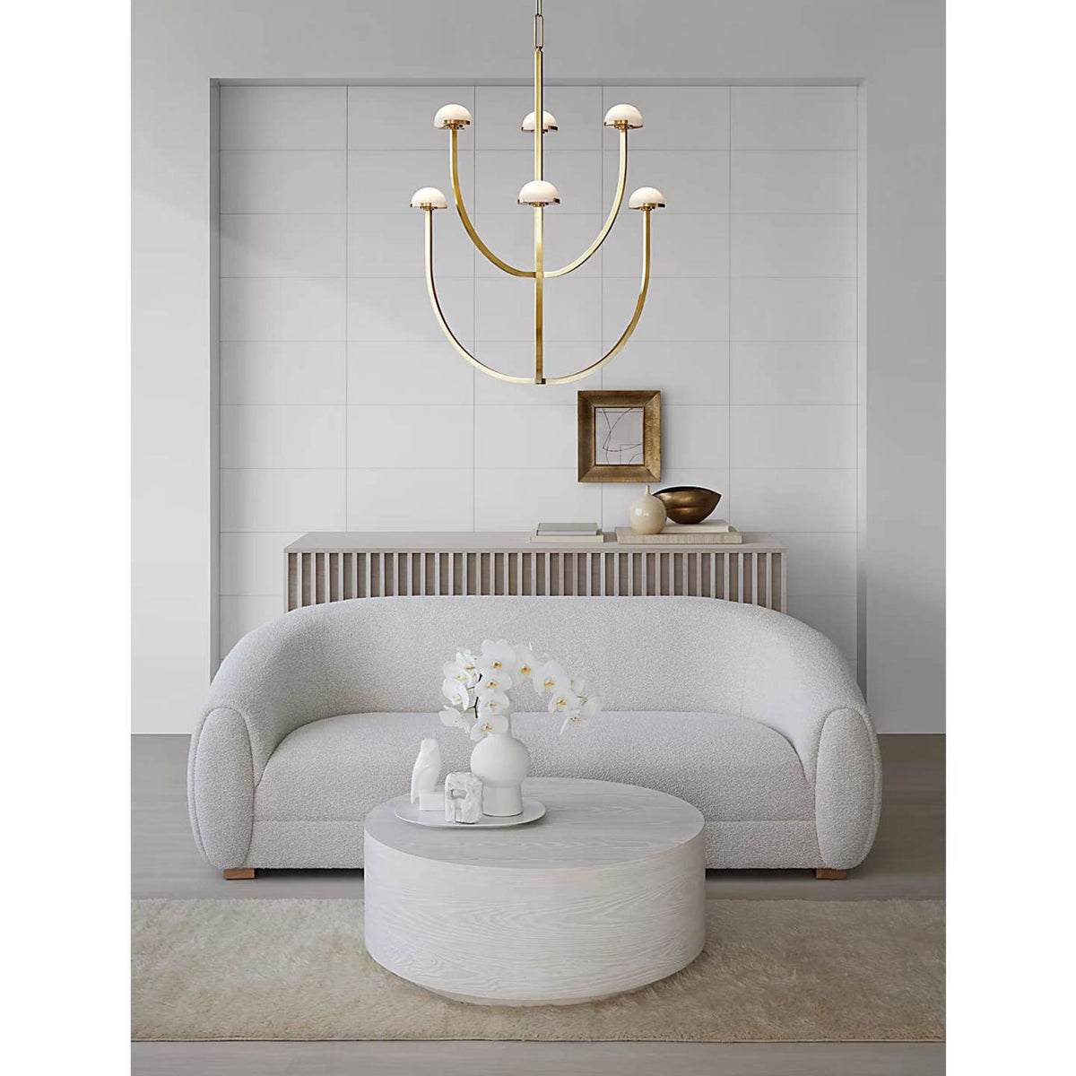 Kelly Wearstler Pedra Large Two-Tier Chandelier in Antique-Burnished Brass with Alabaster W28.25" x H40.25"
