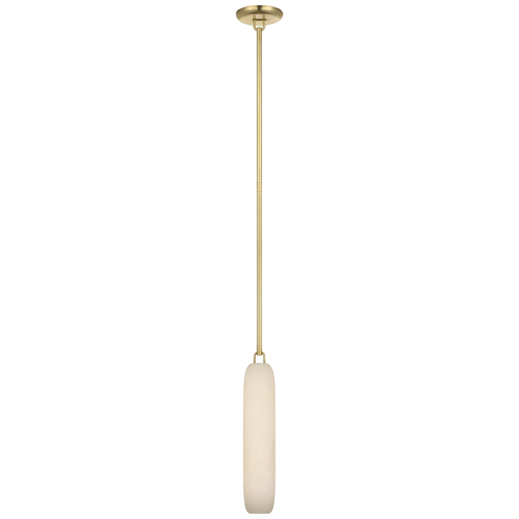 Kelly Wearstler Formosa 17" Single Pendant in Antique-Burnished Brass with Alabaster Ceiling Light W3.25"