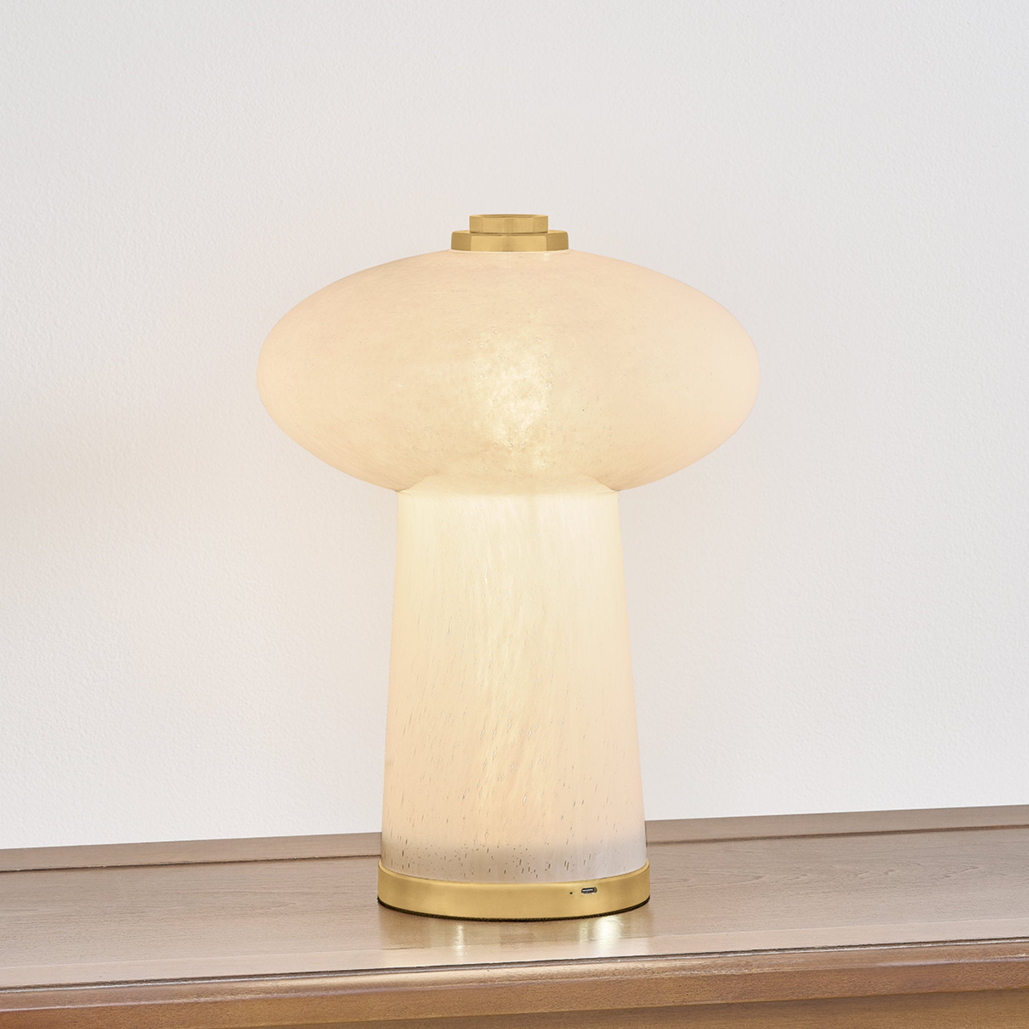 Fords 1-Light Rechargeable Table Lamp in Aged Brass 10.25W x 13.75H