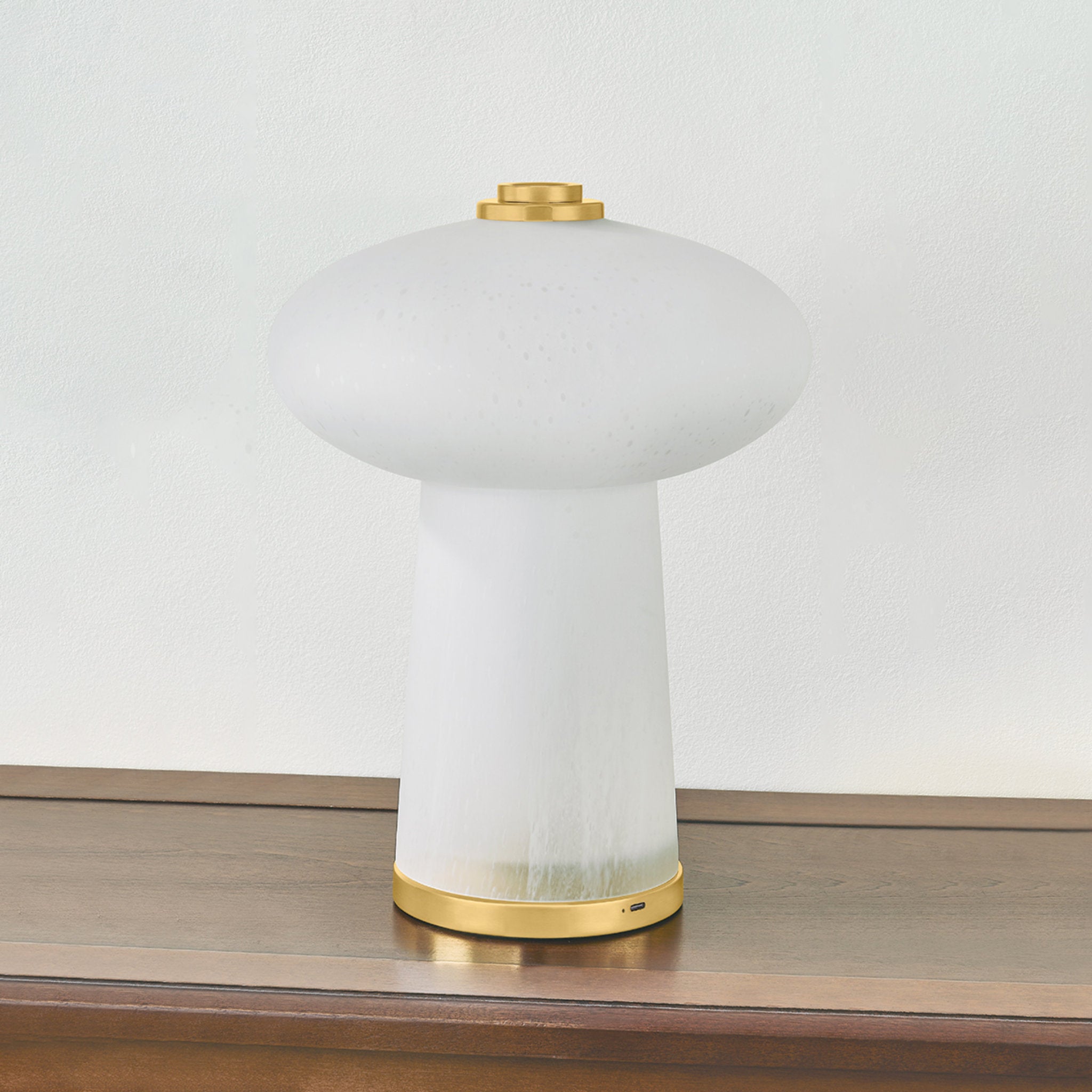 Fords 1-Light Rechargeable Table Lamp in Aged Brass 10.25W x 13.75H