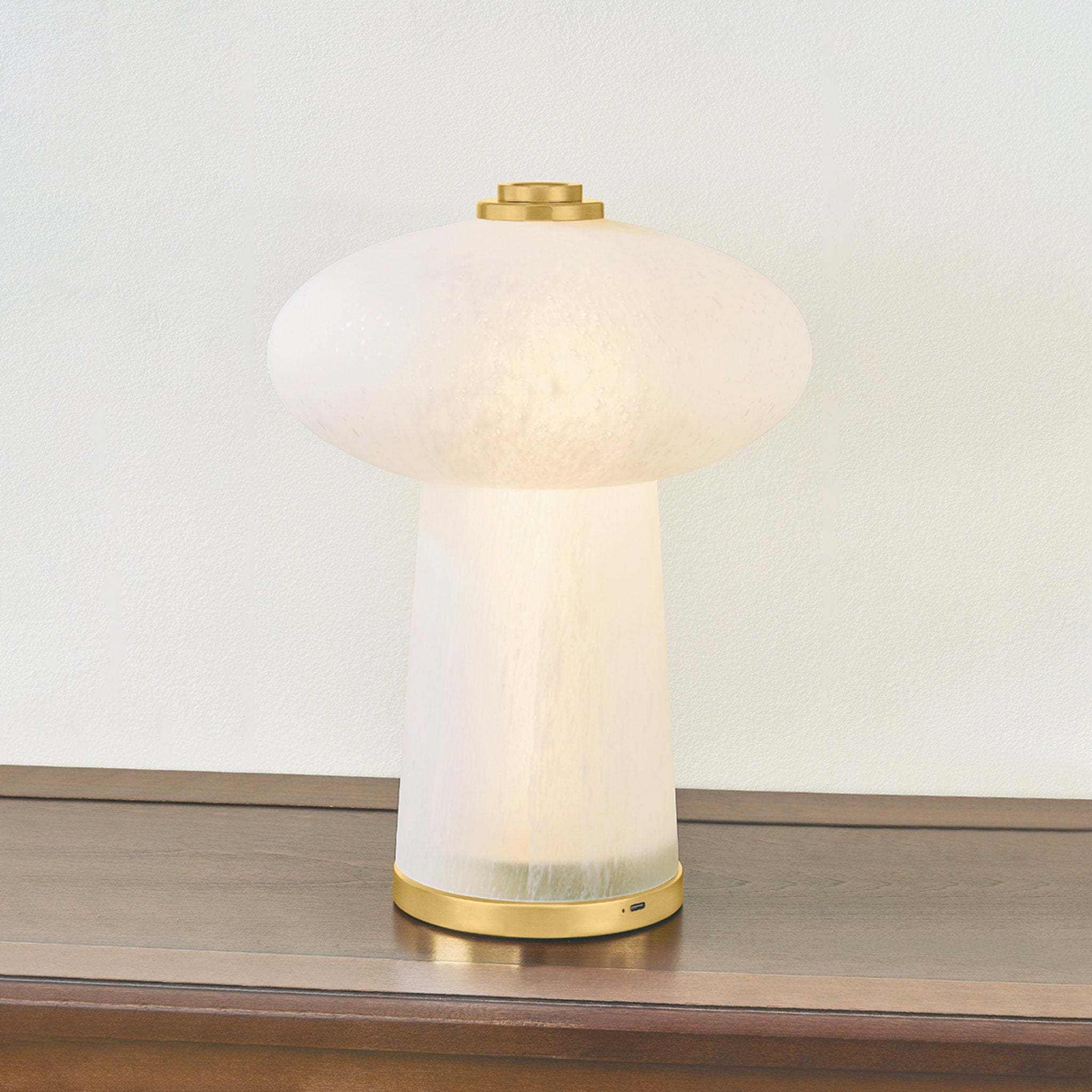 Fords 1-Light Rechargeable Table Lamp in Aged Brass 10.25W x 13.75H