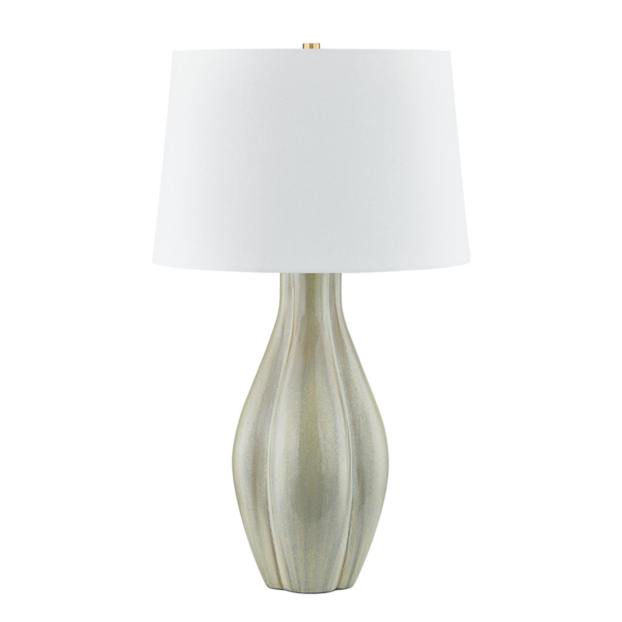 Galloway 1-Light Table Lamp in  Aged Brass/Ceramic Coastal Green 18L x 18W x 30.75H