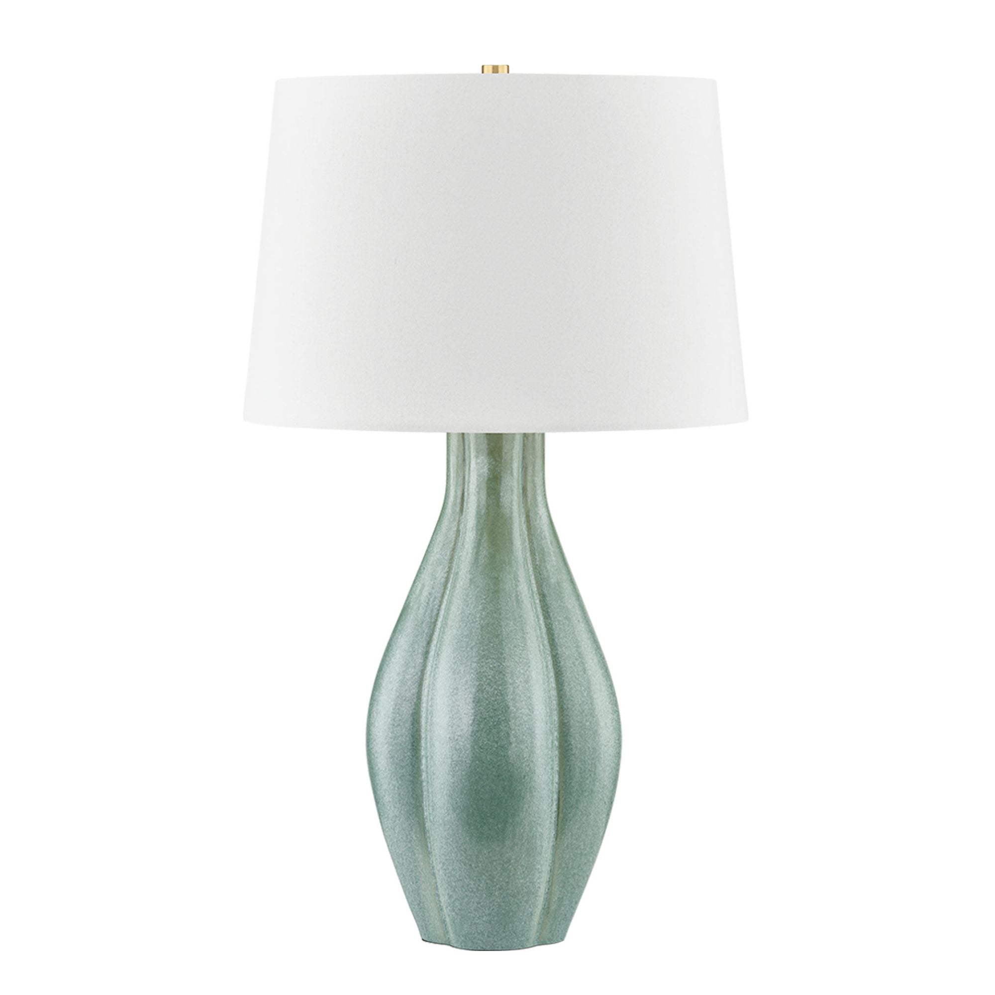 Galloway 1-Light Table Lamp in Aged Brass 18W x 30.75H (Ceramic Coastal Green)