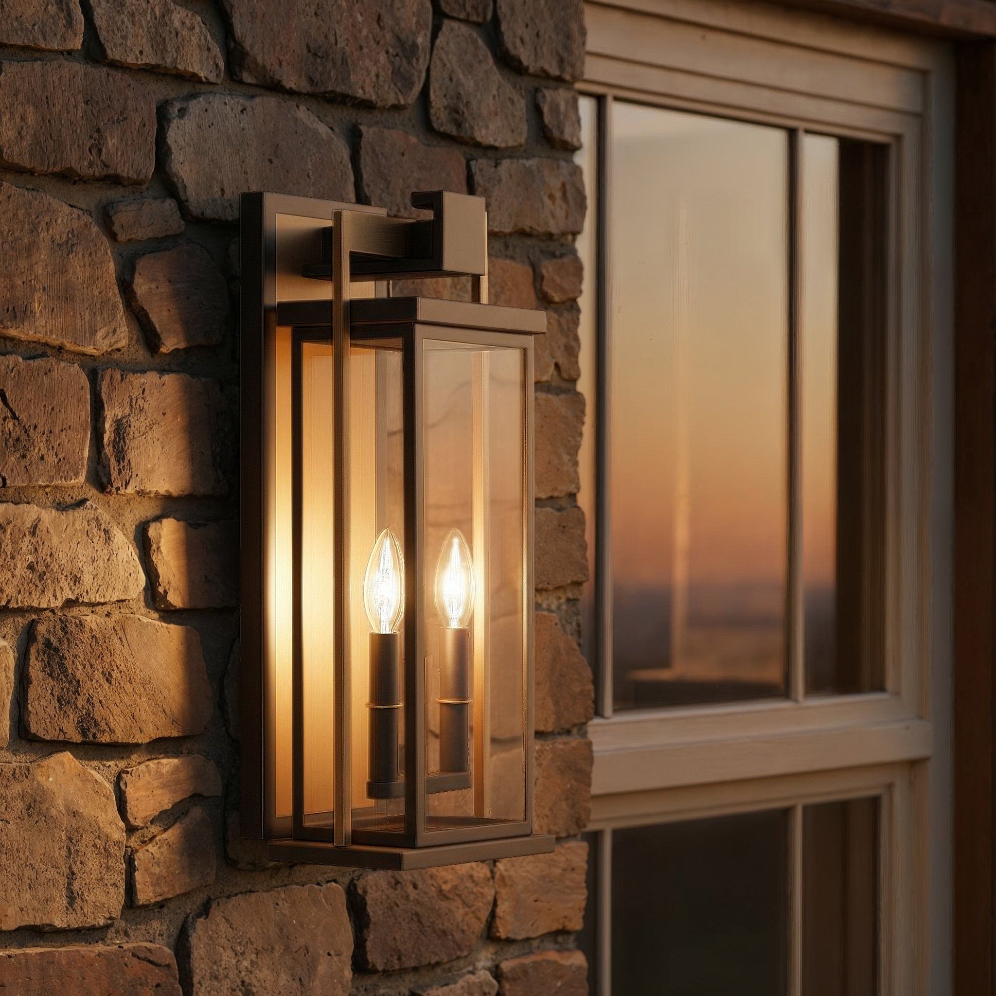 Lendel 8'' Twilight Bronze + Textured Gold Outdoor Sconce Bronze 8"W x 19.5"H x 6.5"D