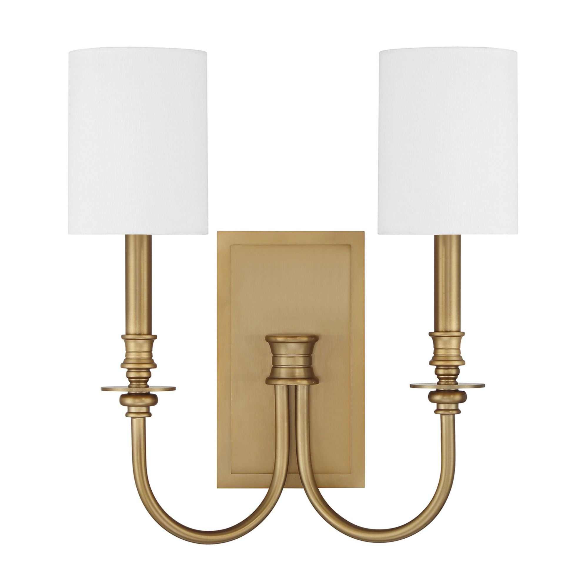 Lloyd 2 Light Aged Brass Sconce Silk Shade 14.5"W x 16"H x 5.75"D